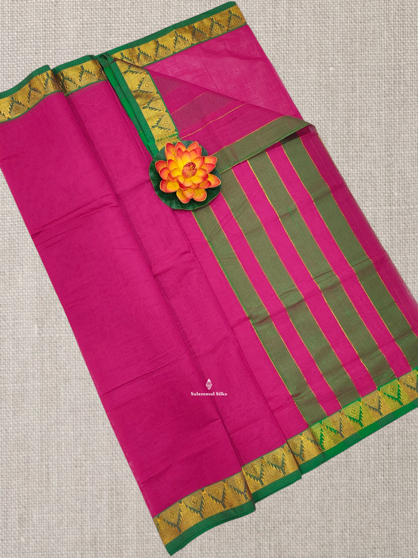 Anandha Blue Plain Temple Compact Pure Cotton Saree With Maroon Border