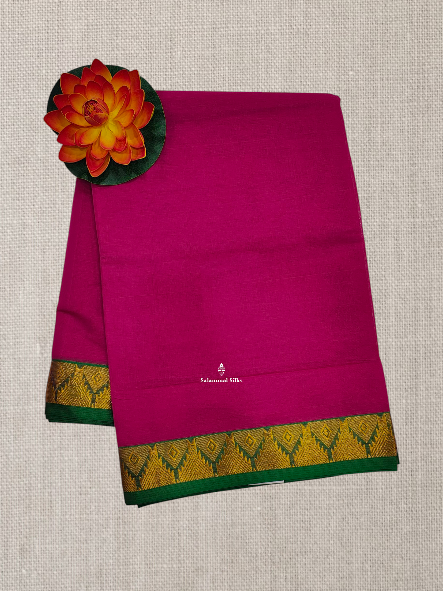 Anandha Blue Plain Temple Compact Pure Cotton Saree With Maroon Border