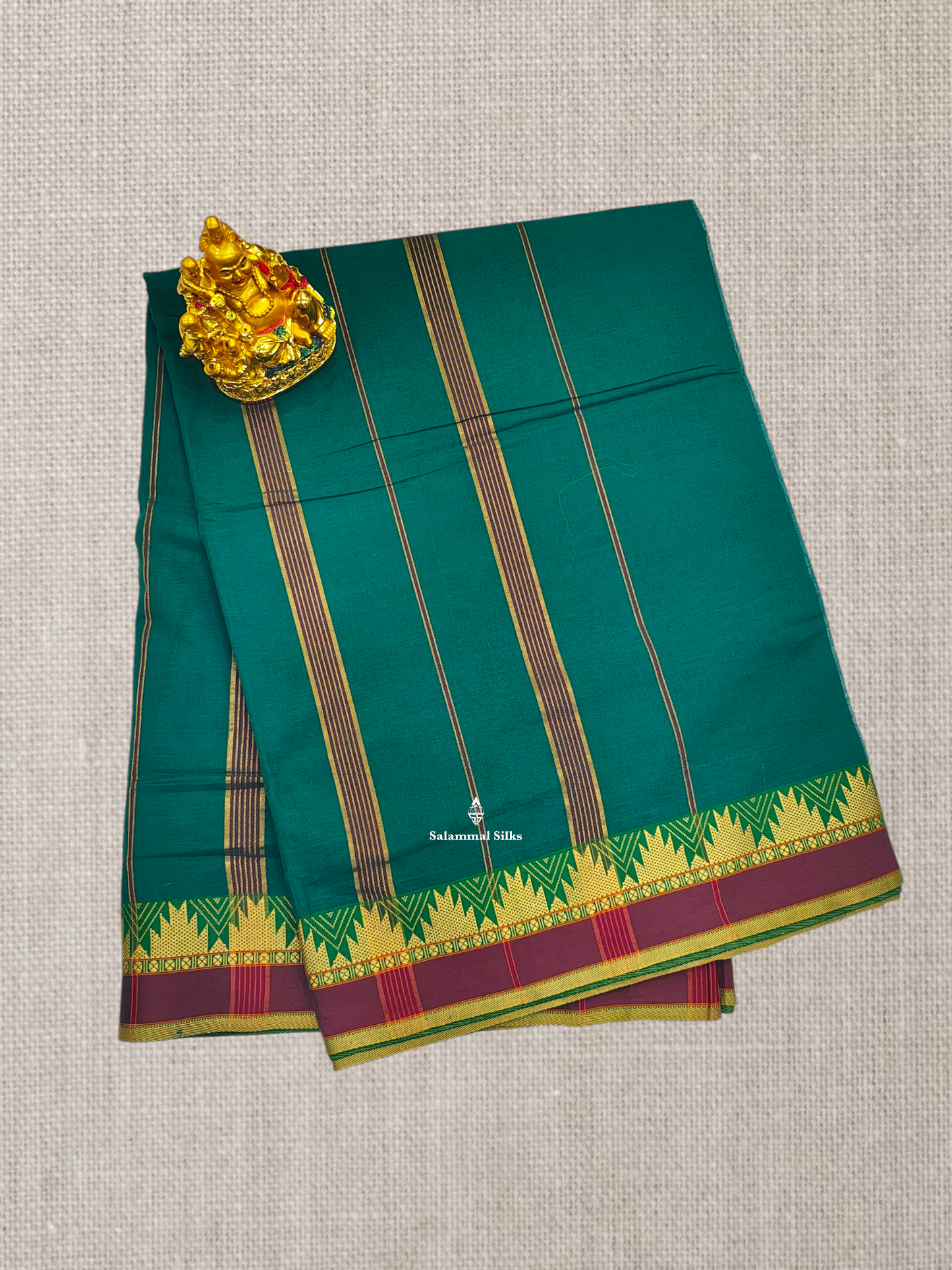 9 Yards Beautiful Reddish Pink Plain Pure Cotton Saree With Maroon Traditional Temple Border