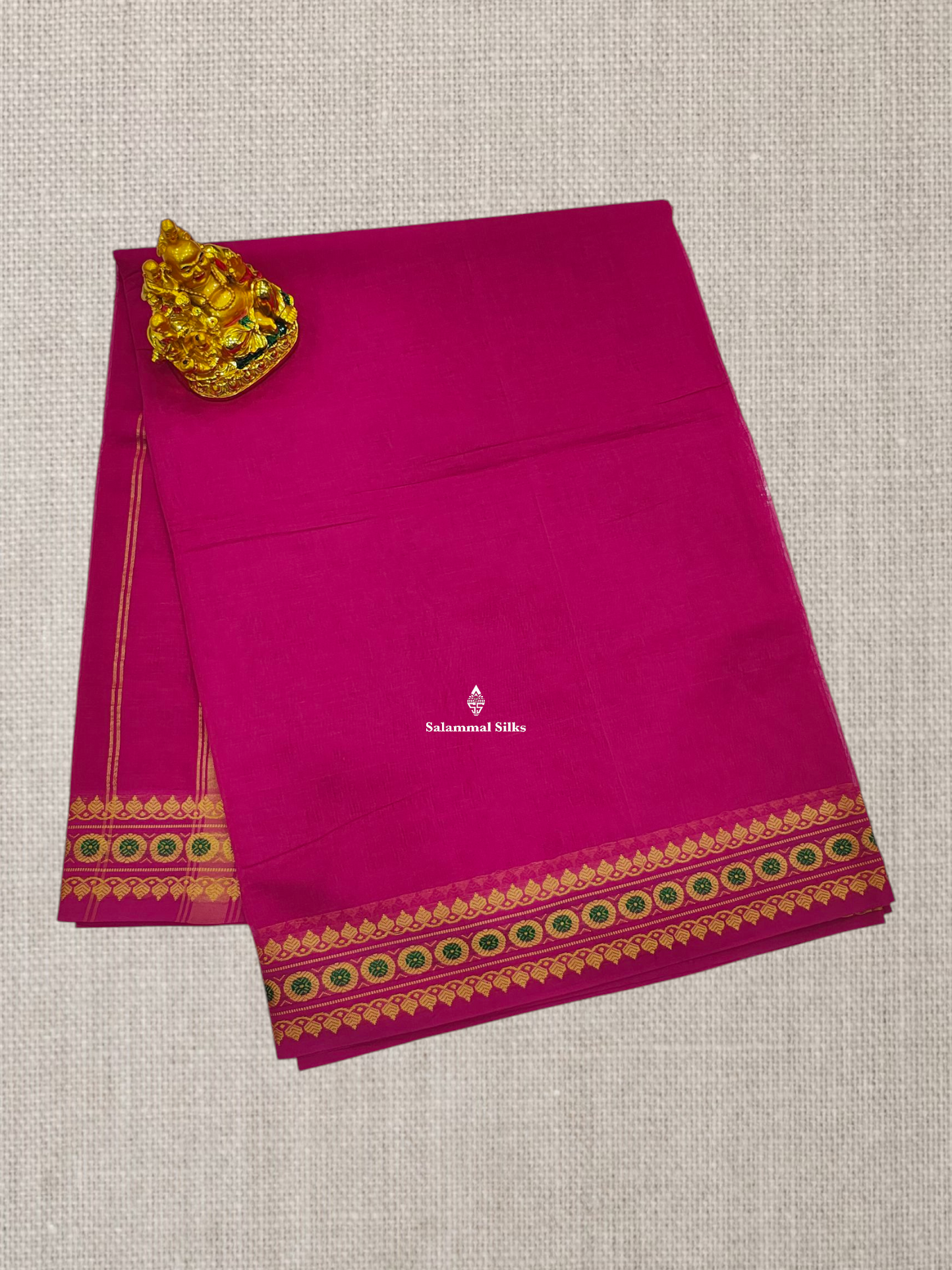 9 Yards Beautiful Light Green Plain Pure Cotton Saree With Meena Kari Thread Work Border