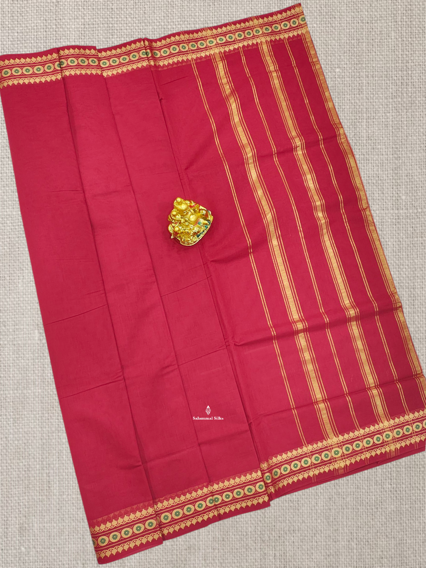 9 Yards Beautiful Light Green Plain Pure Cotton Saree With Meena Kari Thread Work Border