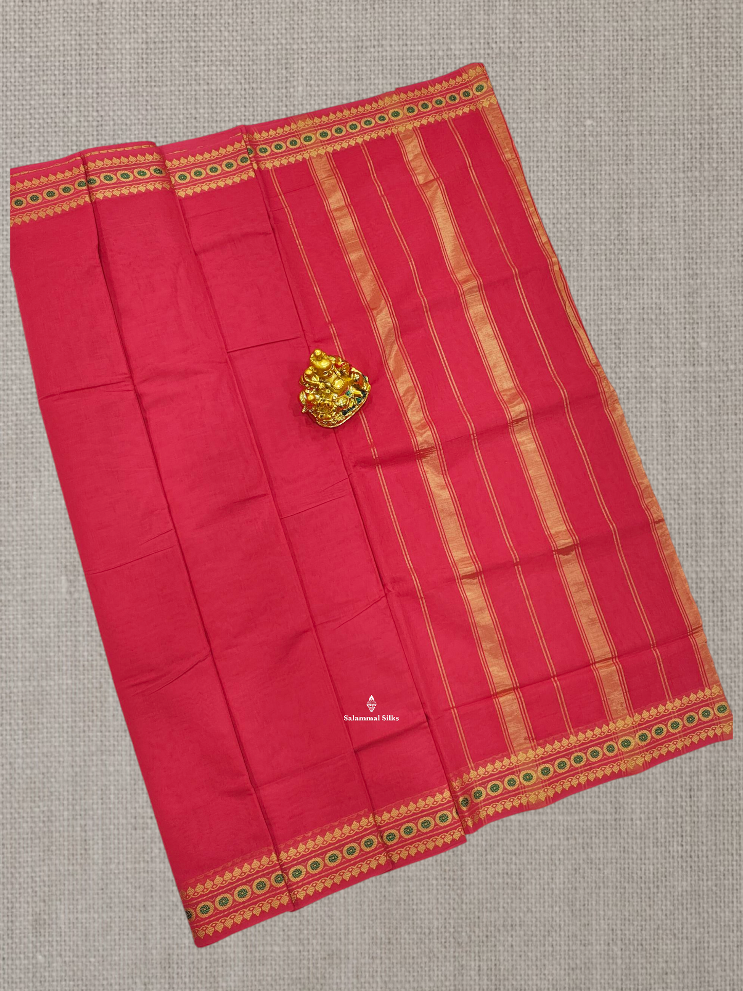9 Yards Beautiful Light Green Plain Pure Cotton Saree With Meena Kari Thread Work Border