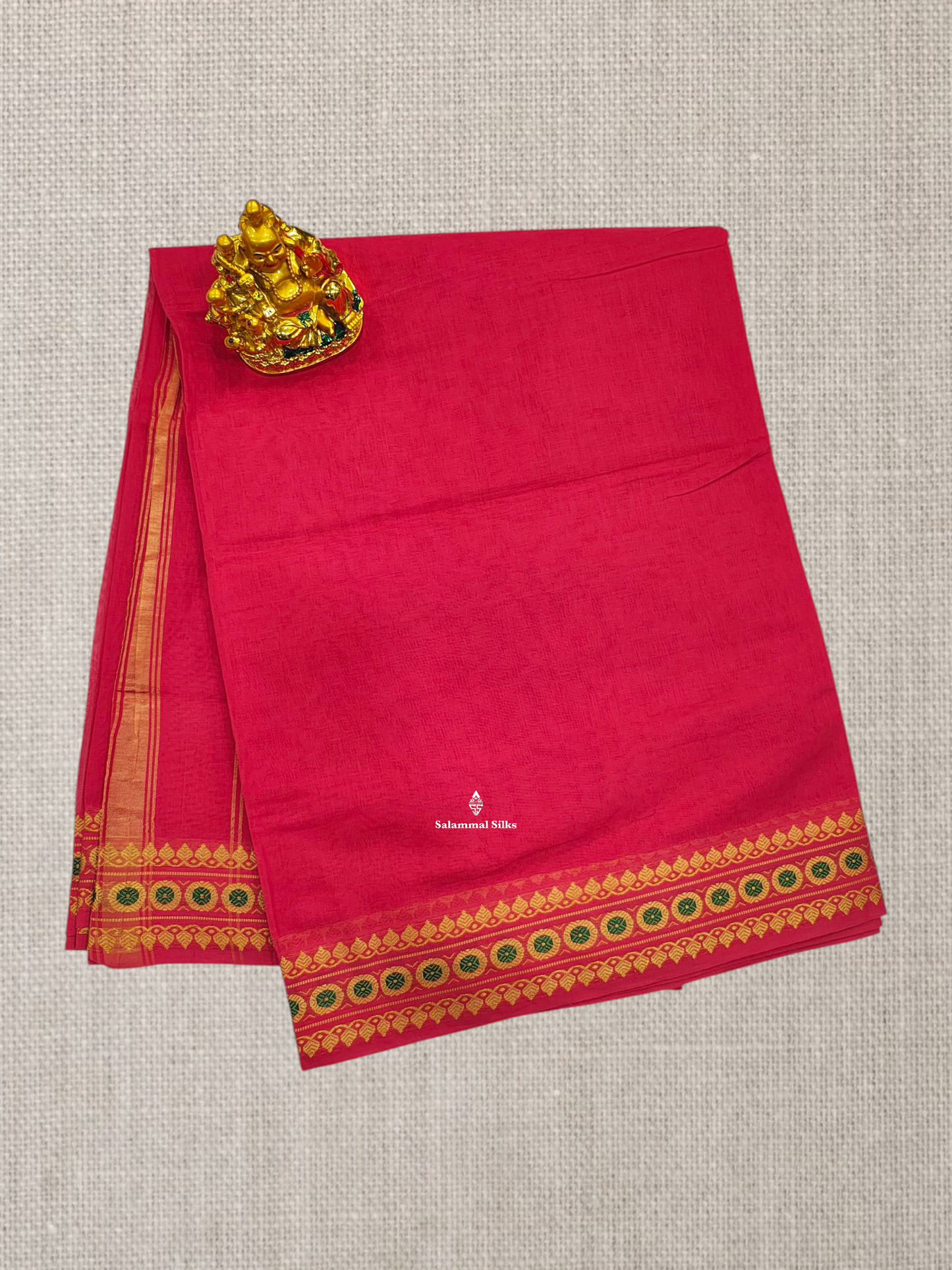 9 Yards Beautiful Light Green Plain Pure Cotton Saree With Meena Kari Thread Work Border