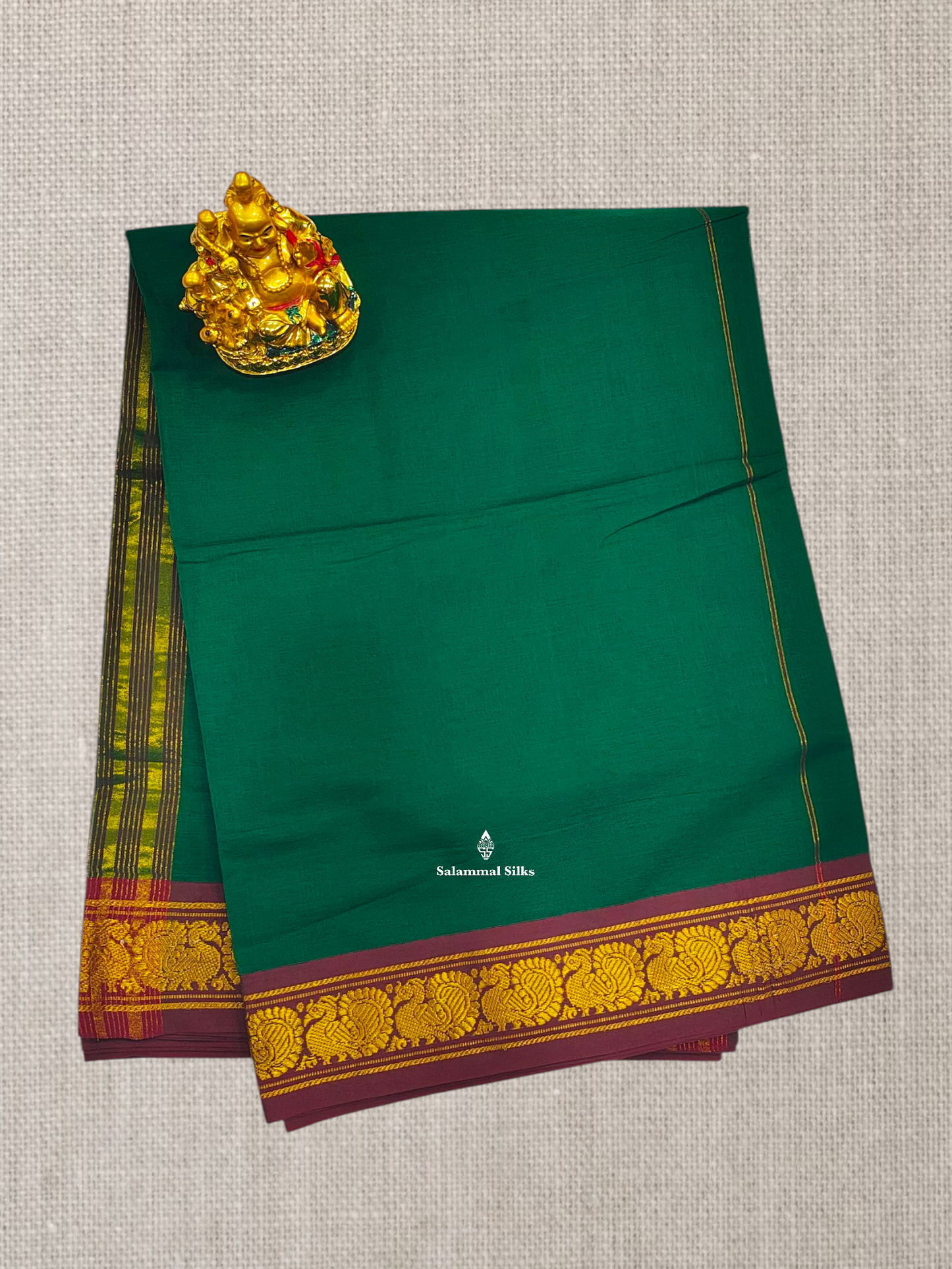 9 Yards Beautiful Navy Blue Plain Pure Cotton Saree With Maroon Border