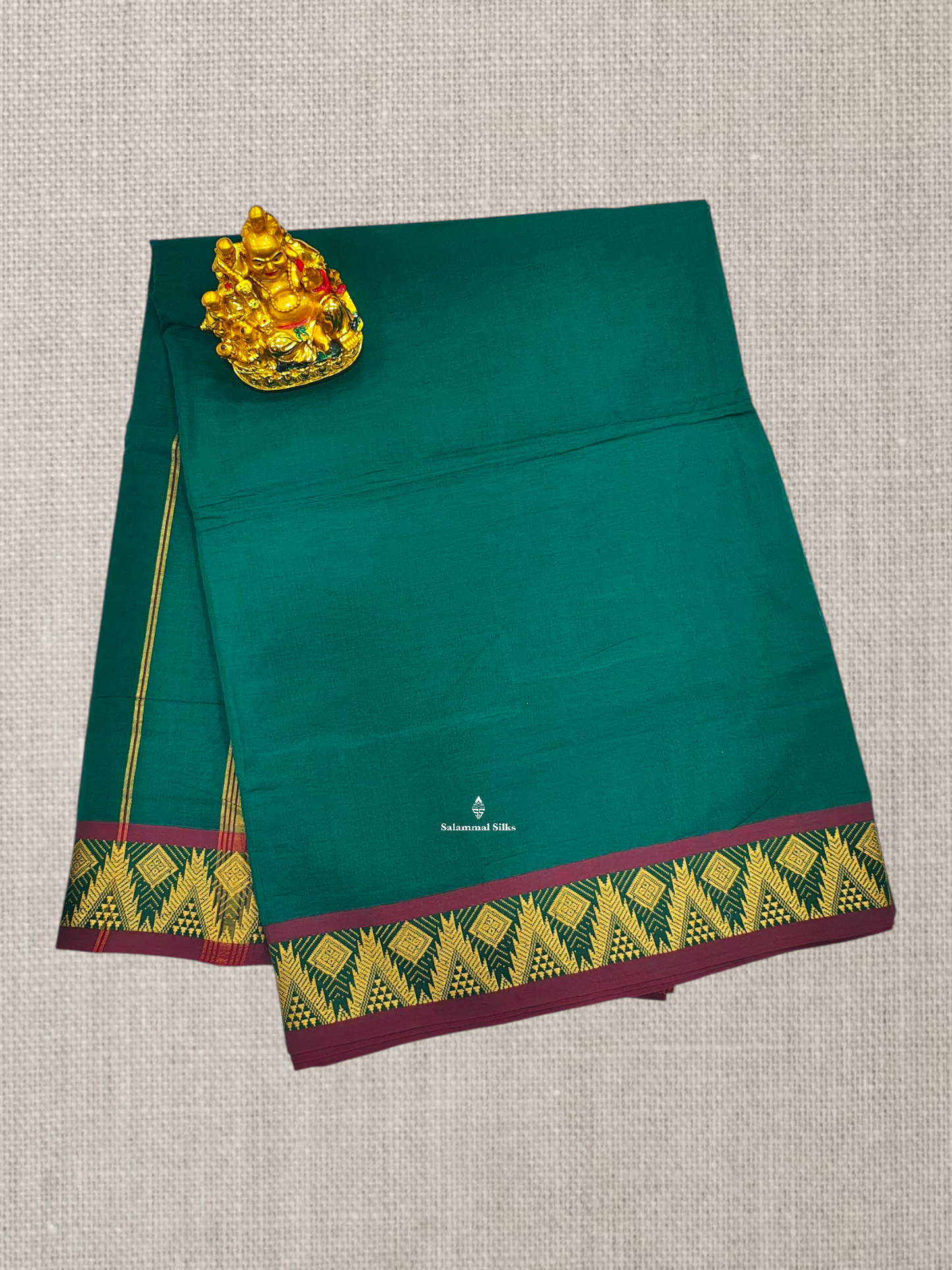 9 Yards Beautiful Orange Plain Pure Cotton Saree With Maroon Border