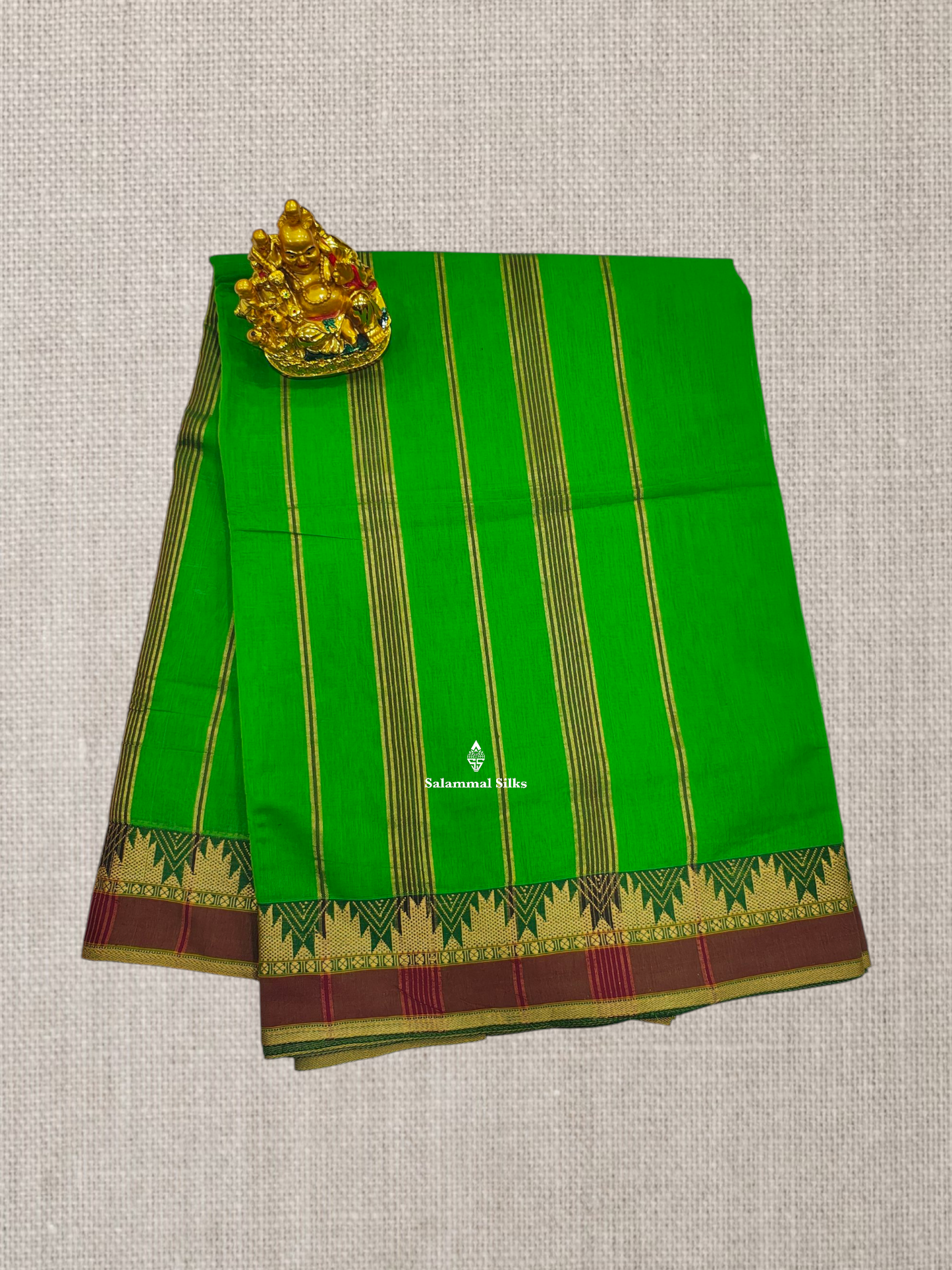 9 Yards Beautiful Reddish Pink Plain Pure Cotton Saree With Maroon Traditional Temple Border