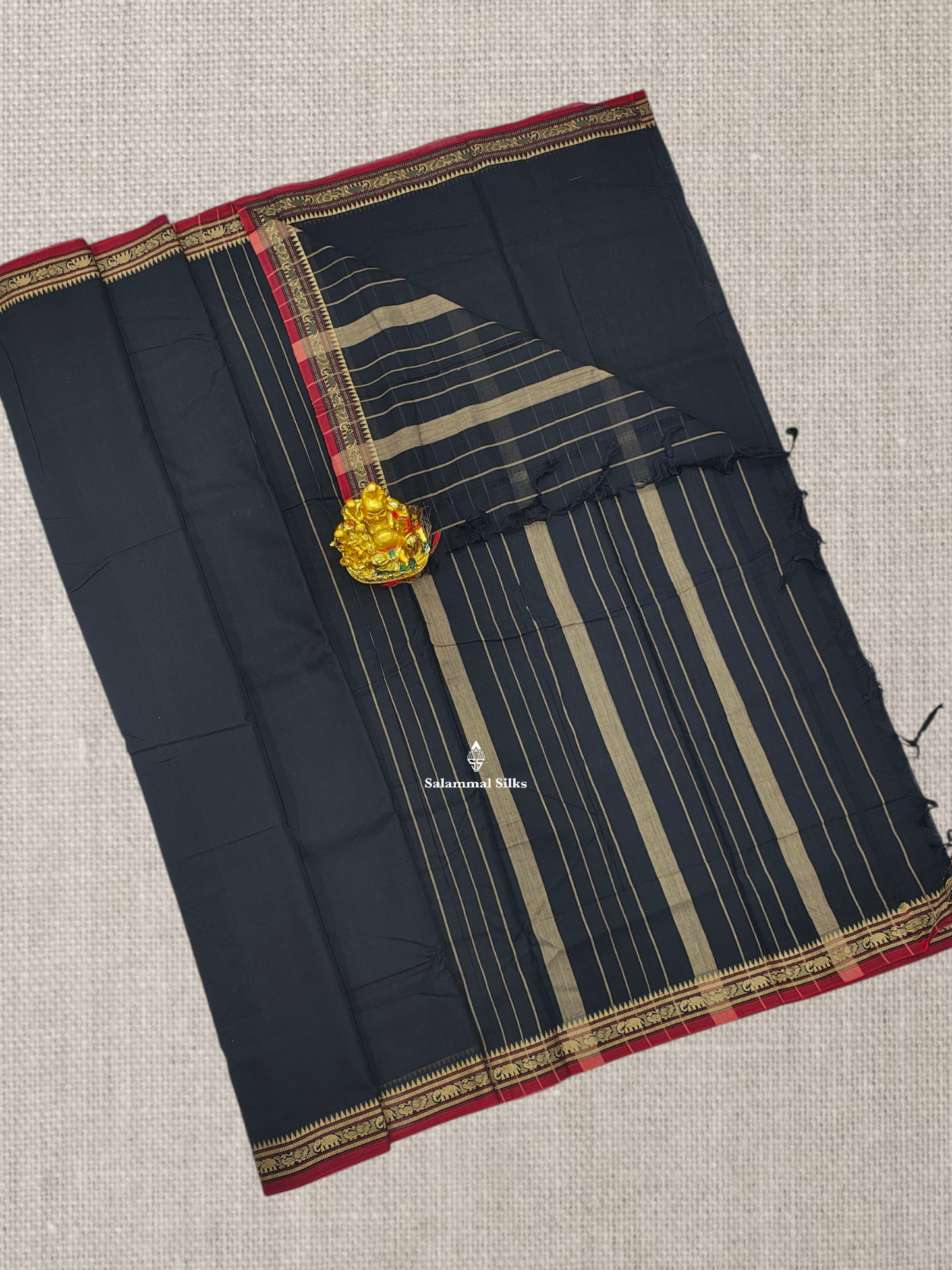 Sandal Plain Pure Cotton Saree With Beautiful Thread Work Border