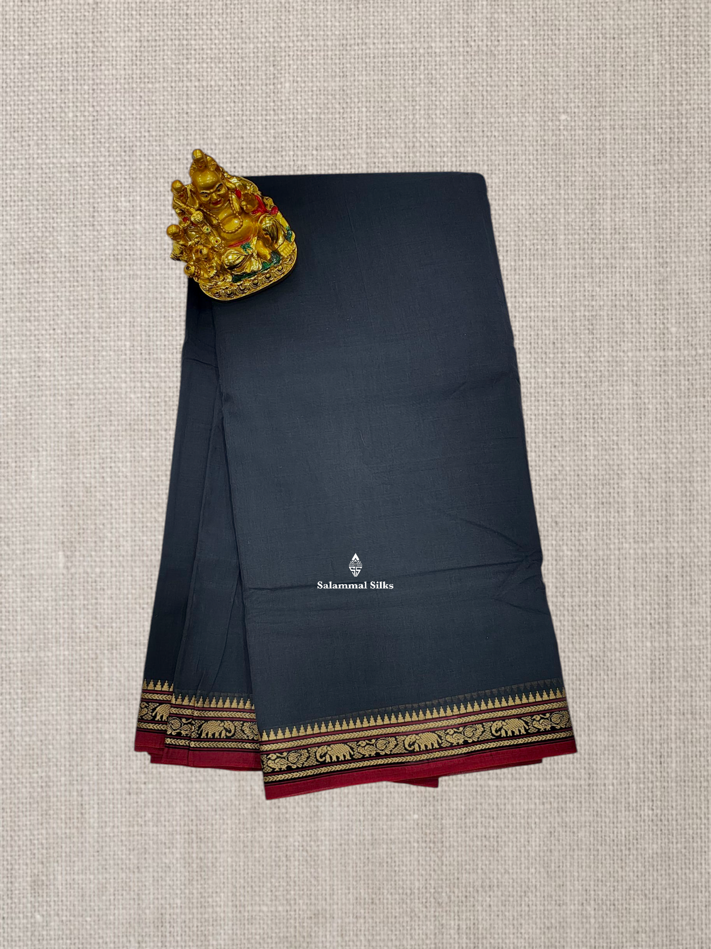 Sandal Plain Pure Cotton Saree With Beautiful Thread Work Border