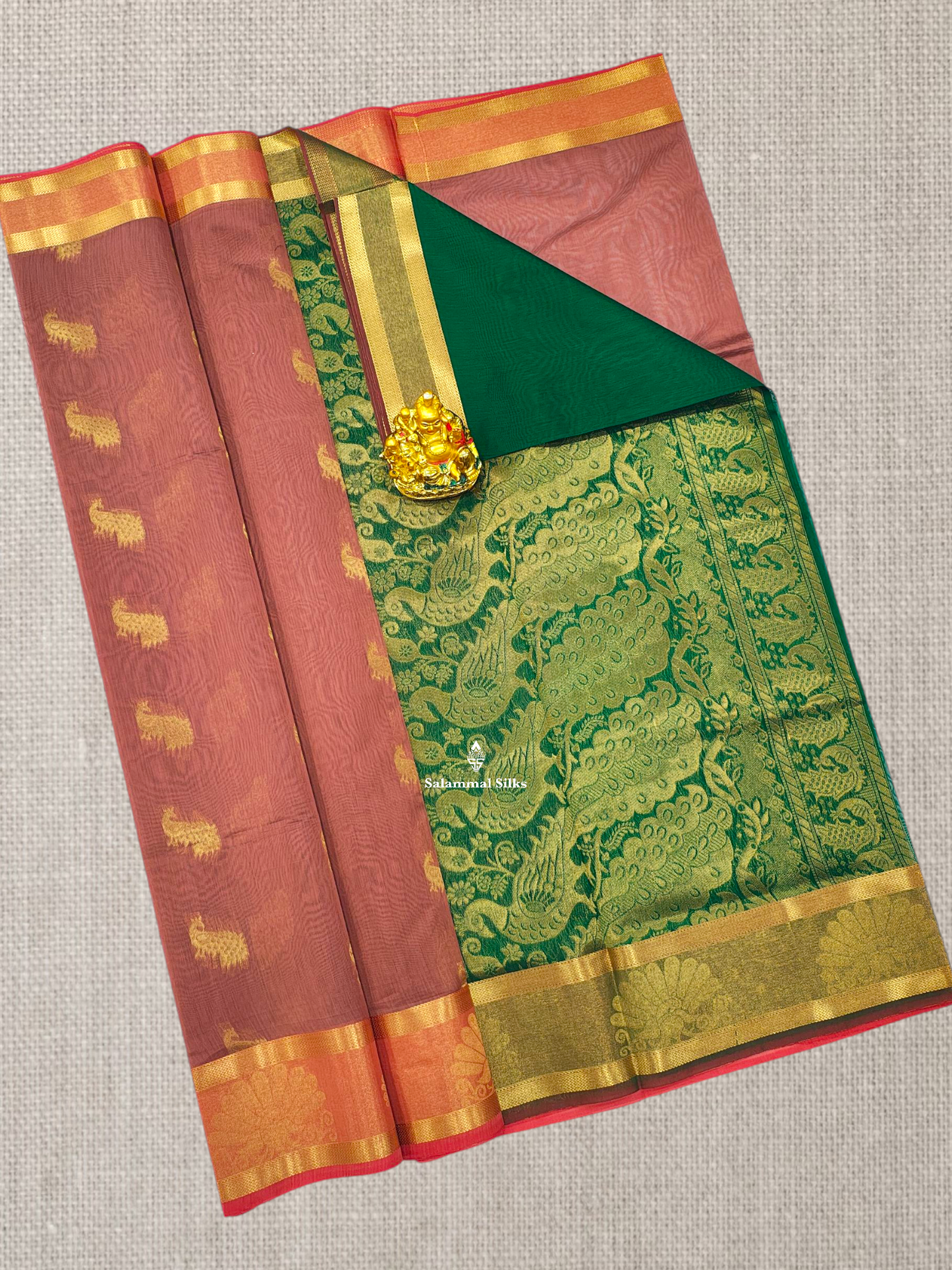 Rust Orange Beautiful Mesmerised Cotton Saree With Tissue Border