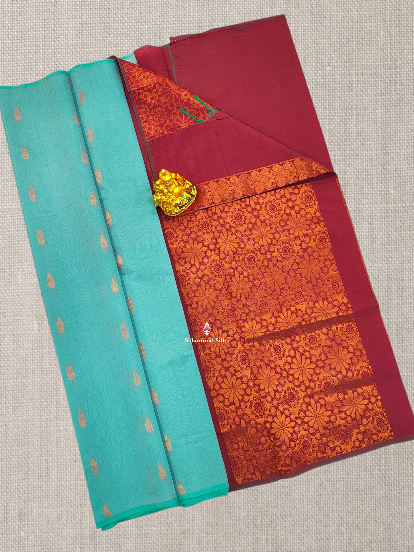 Sapphire Green Mesmerised Cotton Saree With Without Border