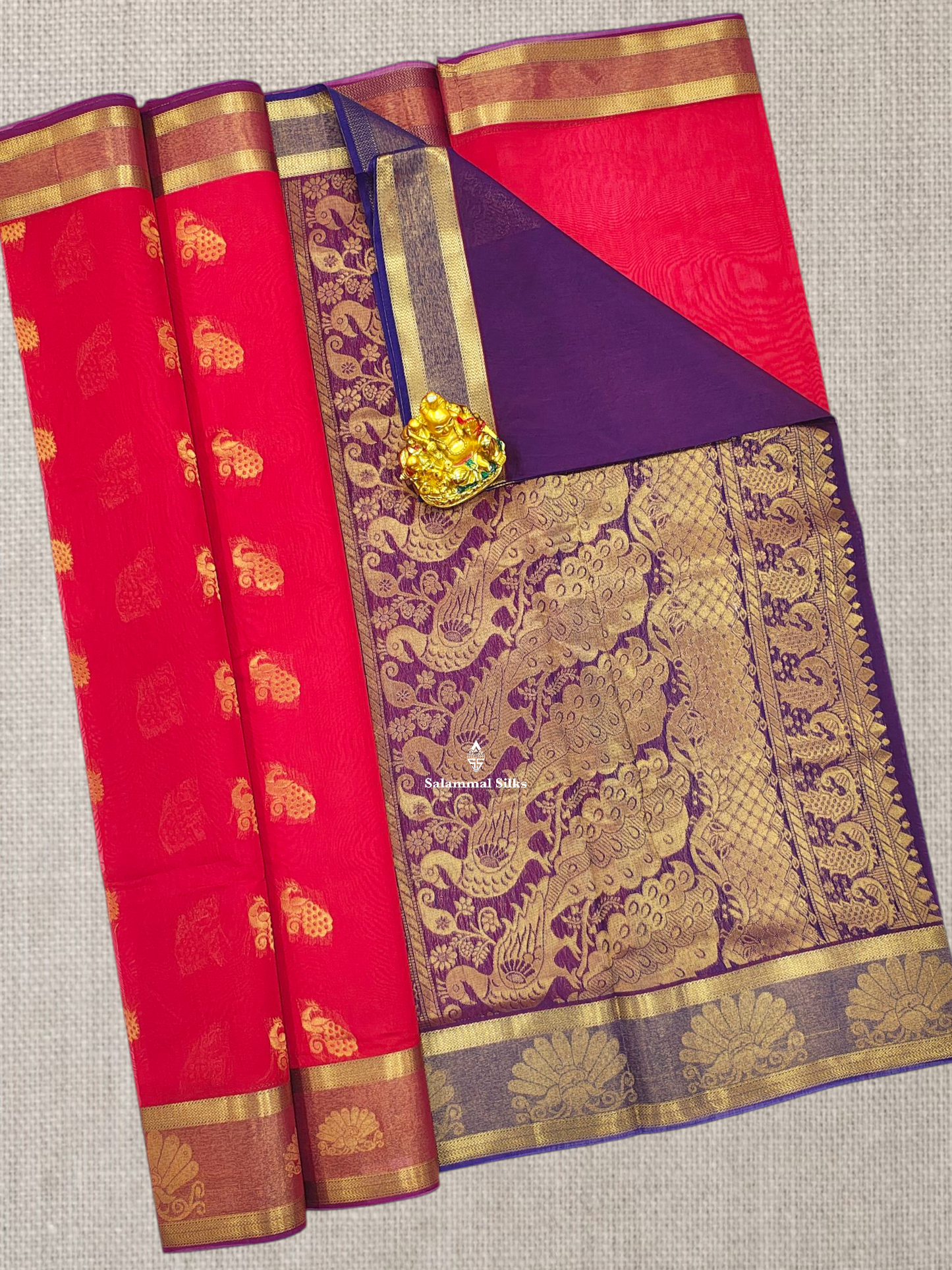 Rust Orange Beautiful Mesmerised Cotton Saree With Tissue Border
