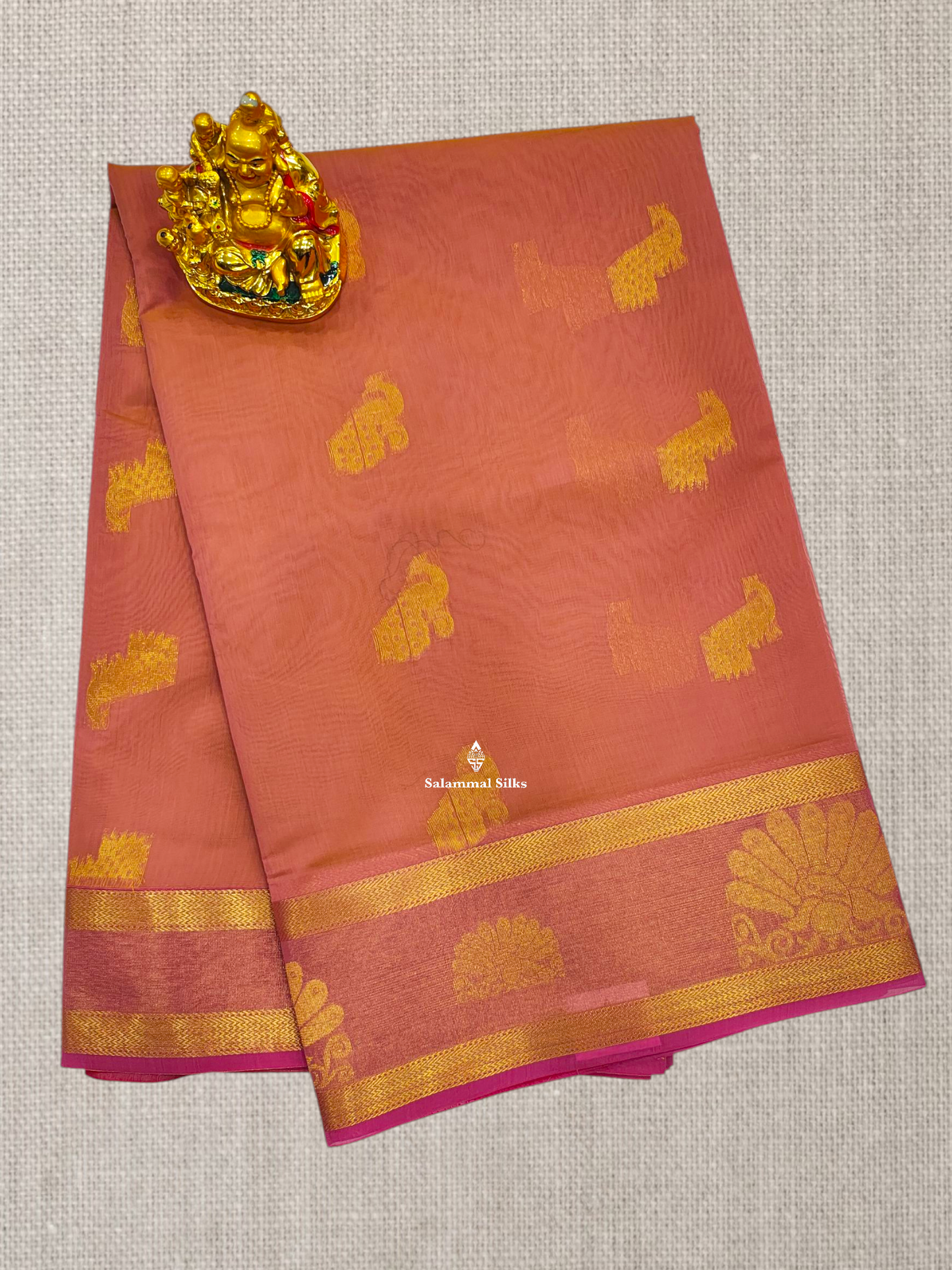 Rust Orange Beautiful Mesmerised Cotton Saree With Tissue Border