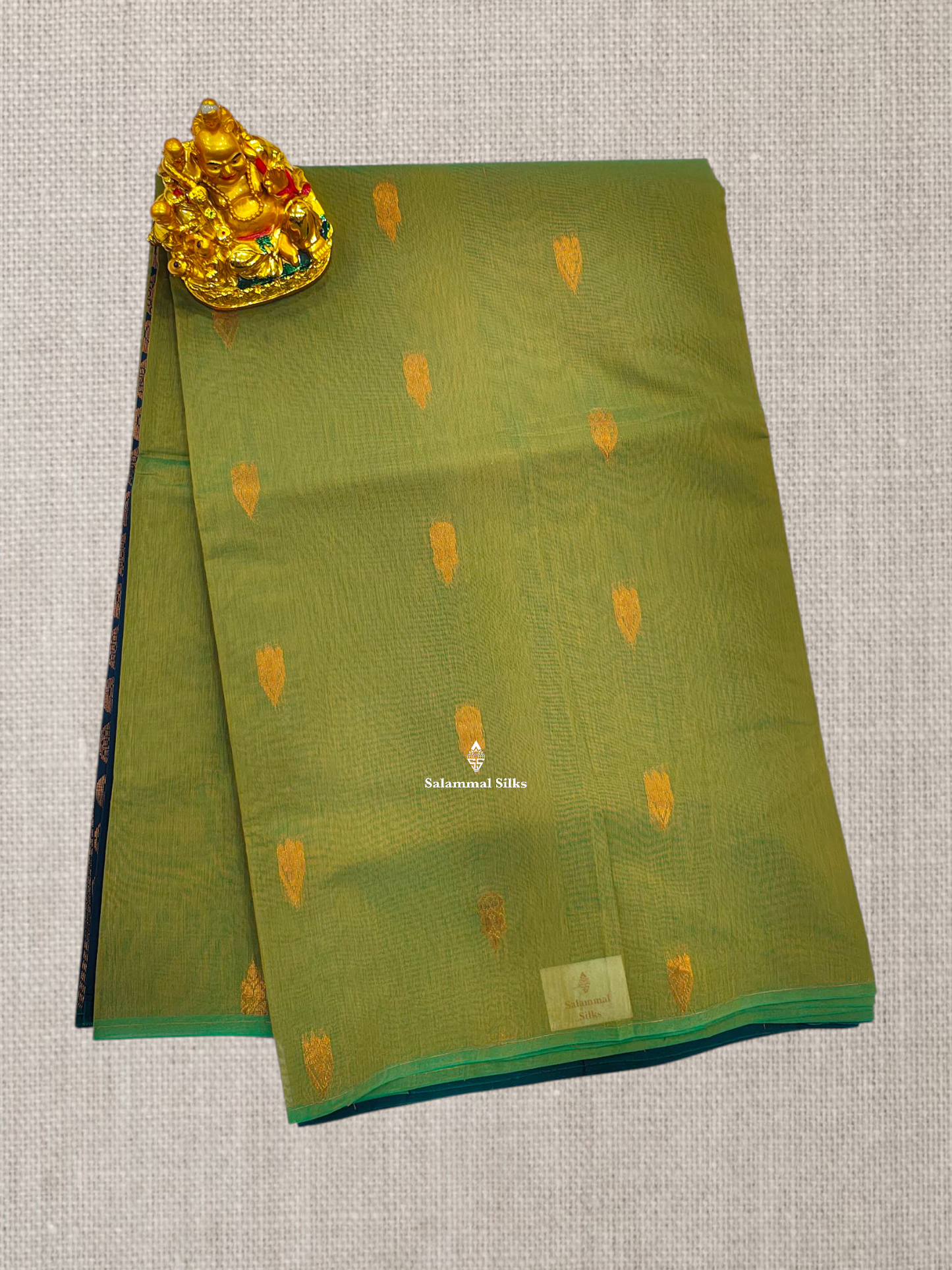 Sapphire Green Mesmerised Cotton Saree With Without Border