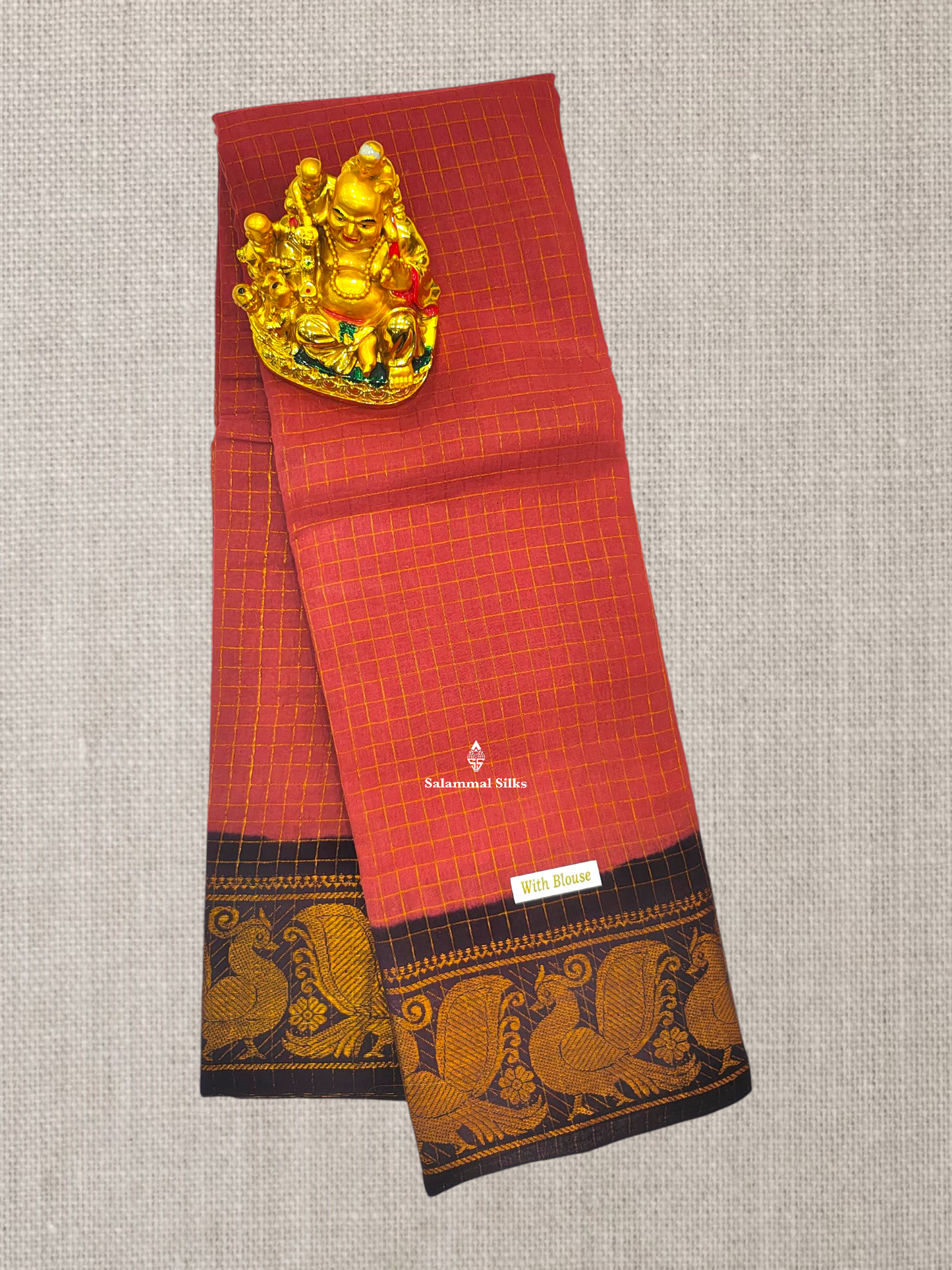 Red Beautiful Zari Pure Sungudi Cotton Saree With Contrast Sandal Border