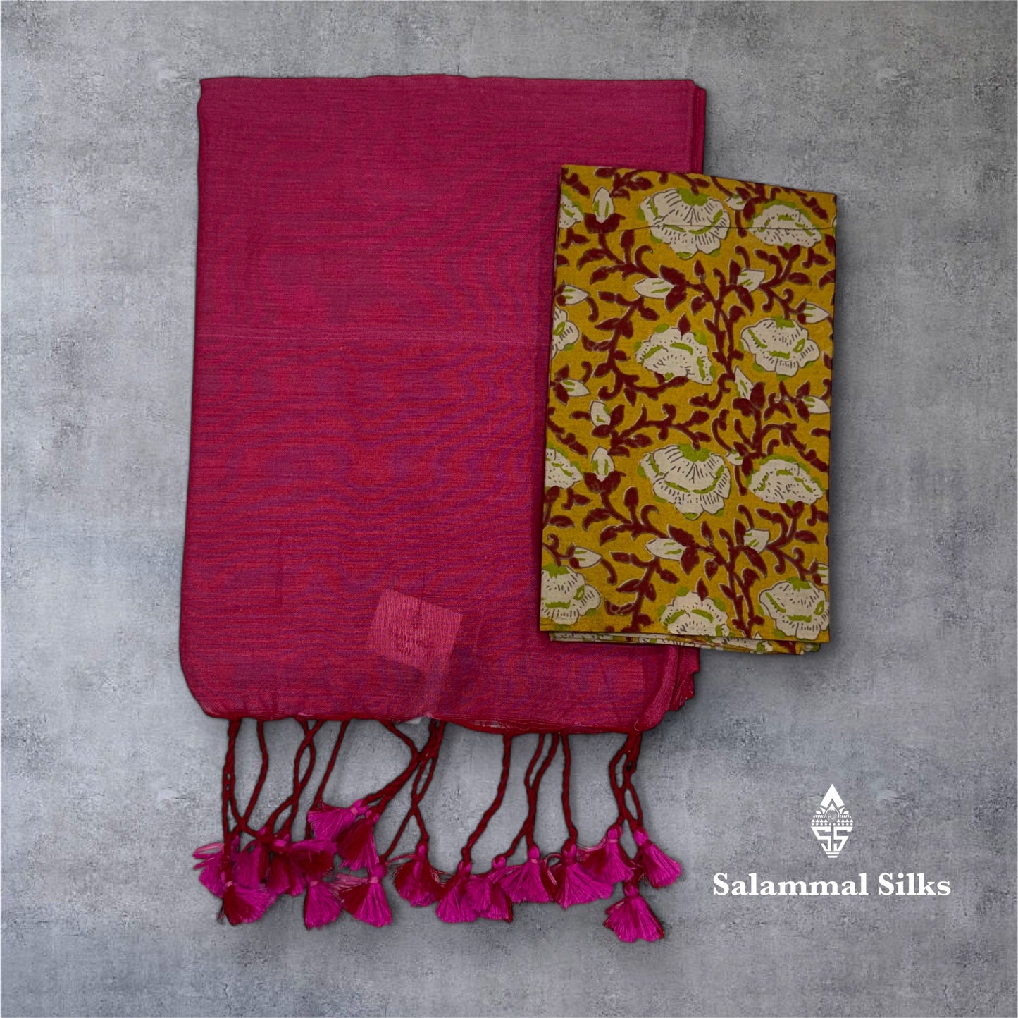 Pink Colour Khadi Cotton Saree With Running Blouse & Kalamkari Blouse