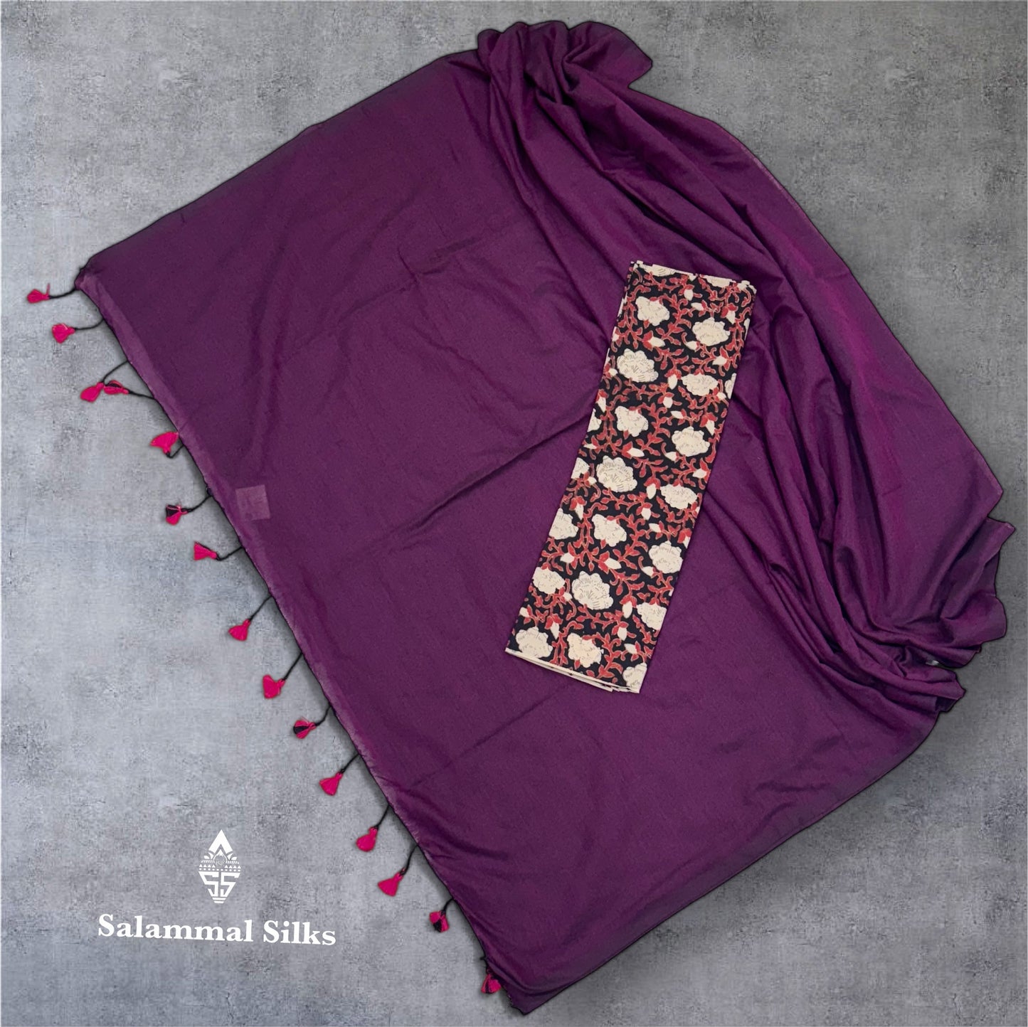 Pink Colour Khadi Cotton Saree With Running Blouse & Kalamkari Blouse