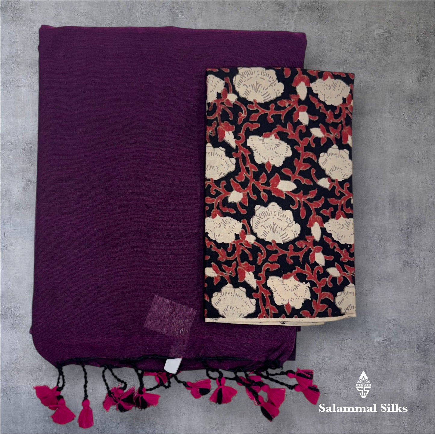 Pink Colour Khadi Cotton Saree With Running Blouse & Kalamkari Blouse