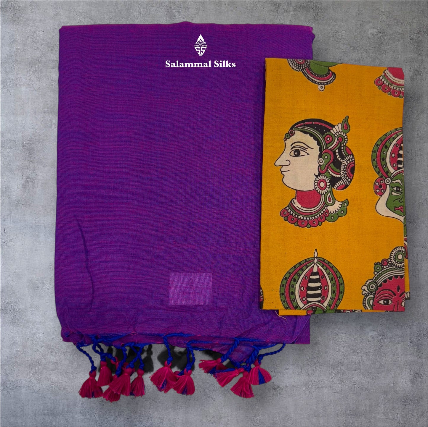 Pink Colour Khadi Cotton Saree With Running Blouse & Kalamkari Blouse