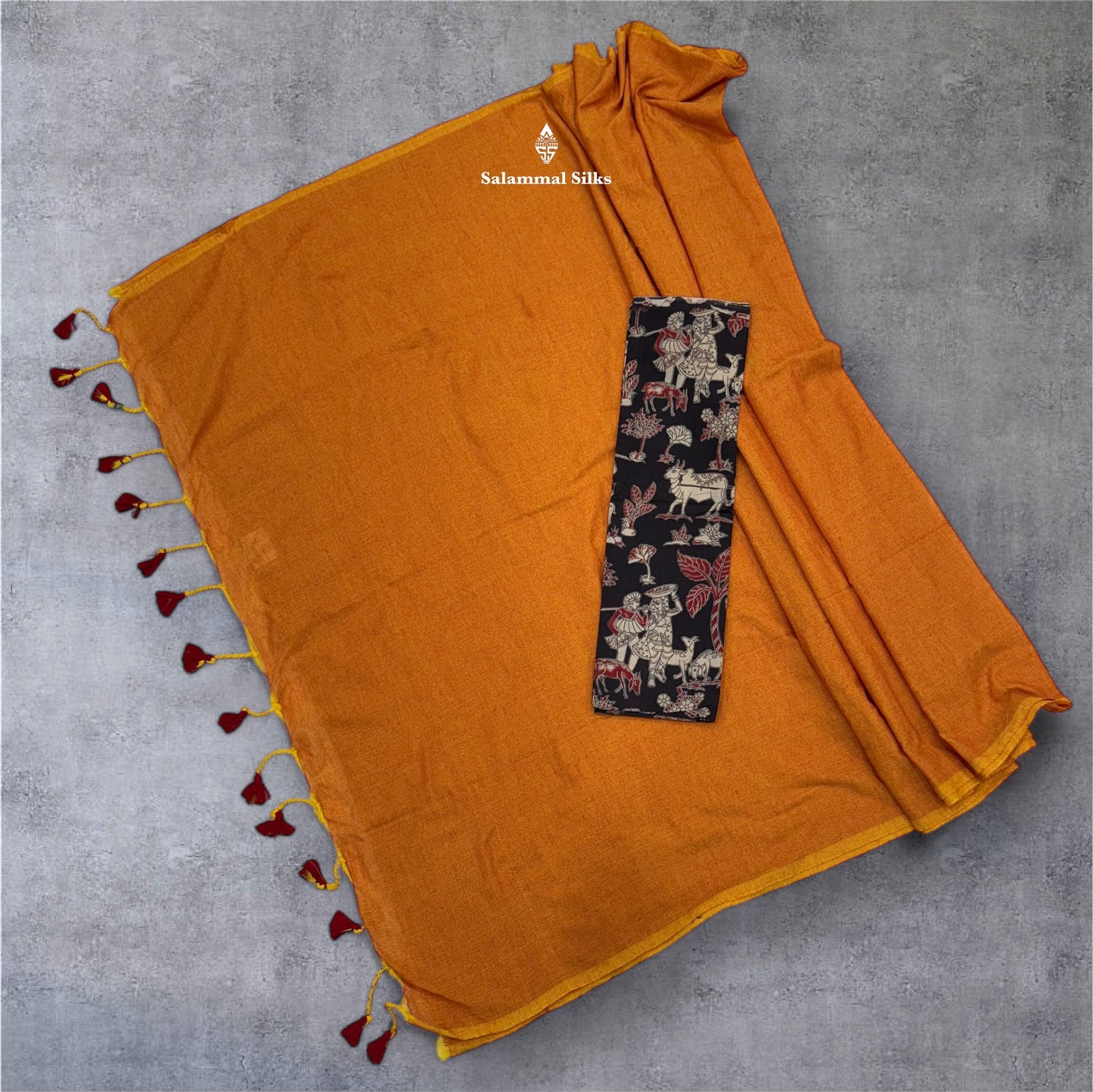Pink Colour Khadi Cotton Saree With Running Blouse & Kalamkari Blouse