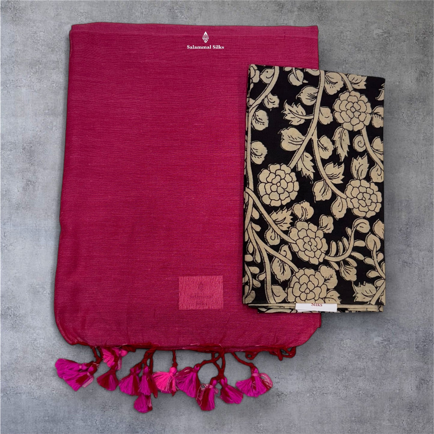 Pink Colour Khadi Cotton Saree With Running Blouse & Kalamkari Blouse