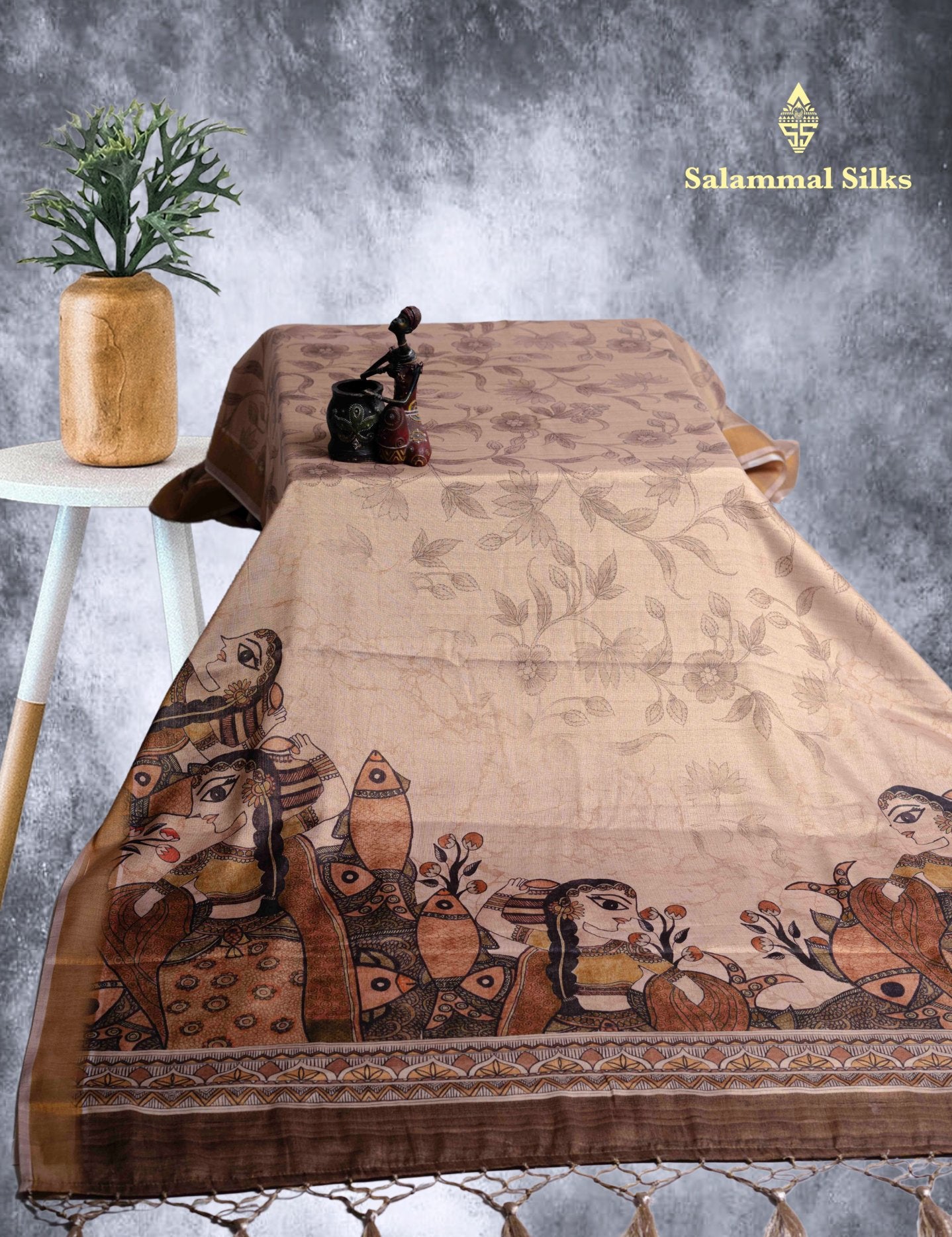 Green Tissue Kalamkari Print Saree