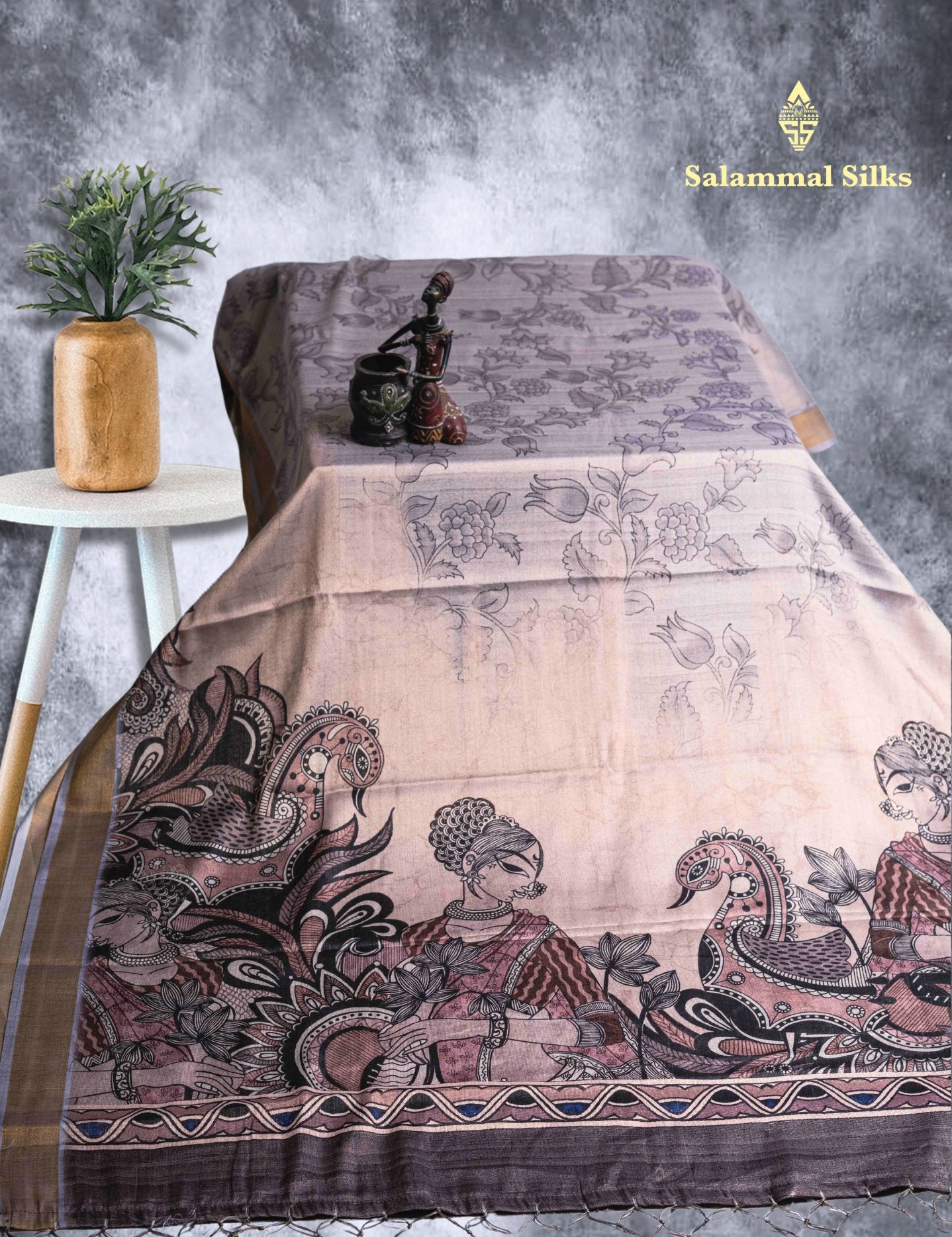 Green Tissue Kalamkari Print Saree