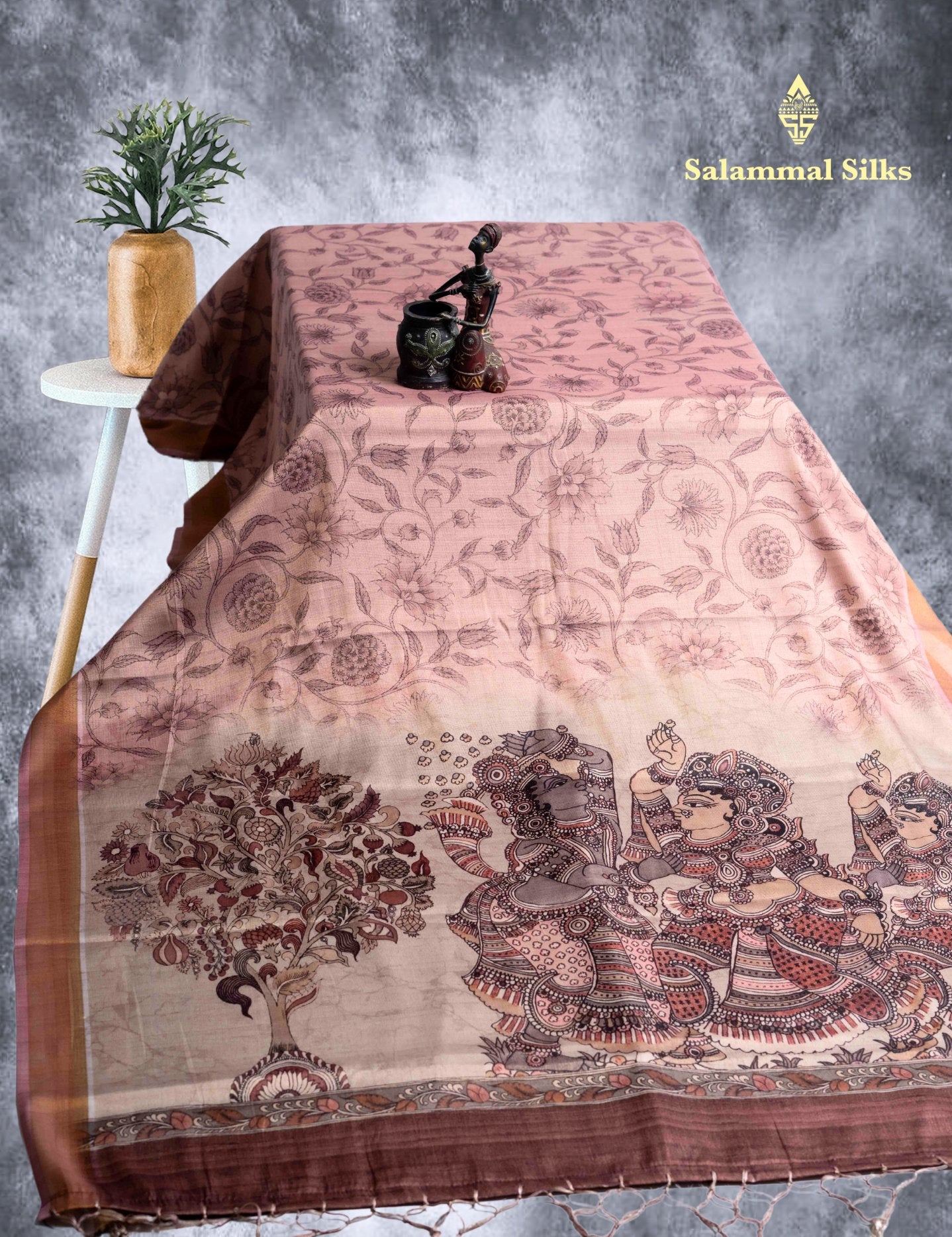 Green Tissue Kalamkari Print Saree
