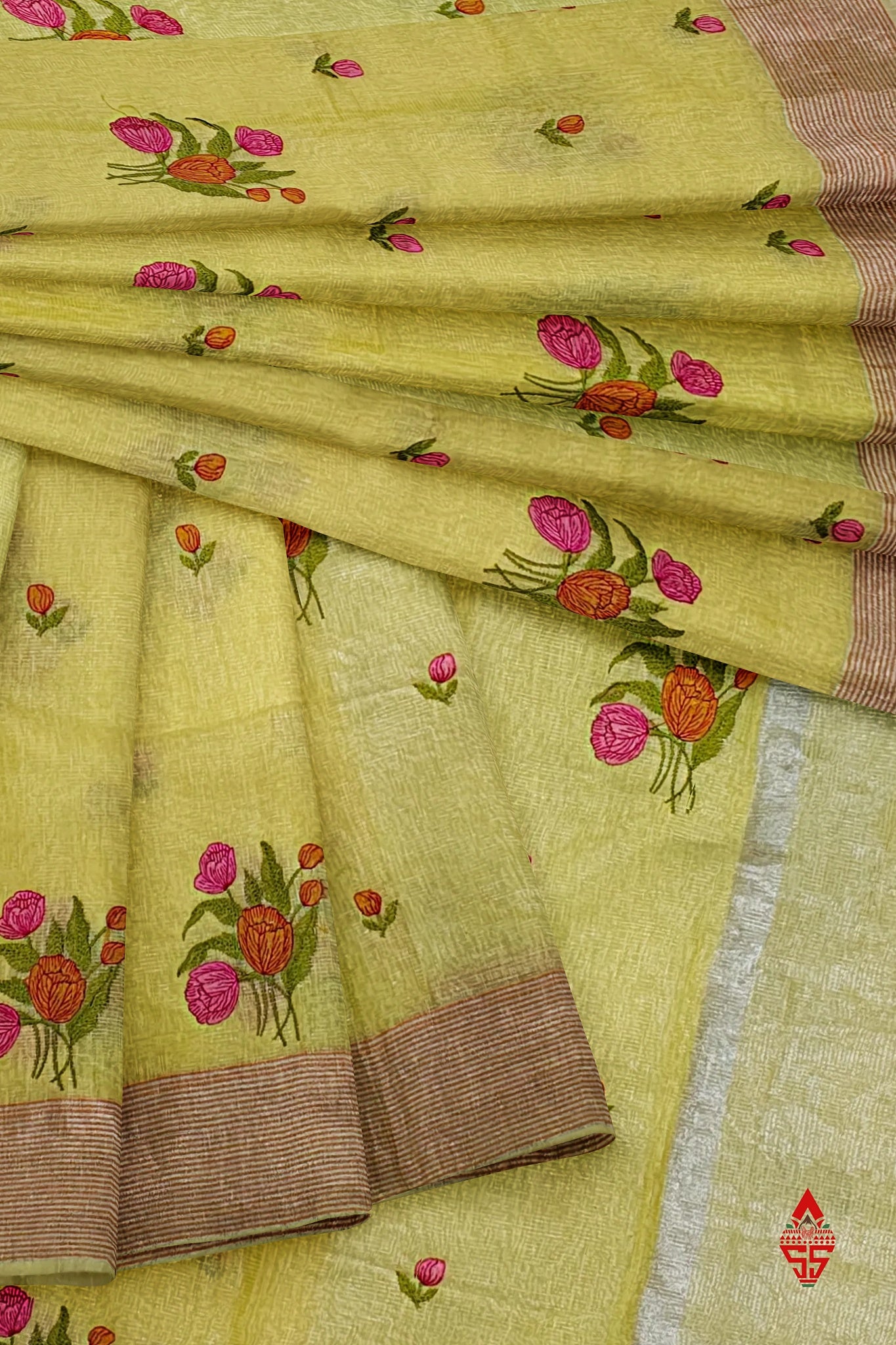 Parrot Green Beautiful Fancy Saree With Blouse