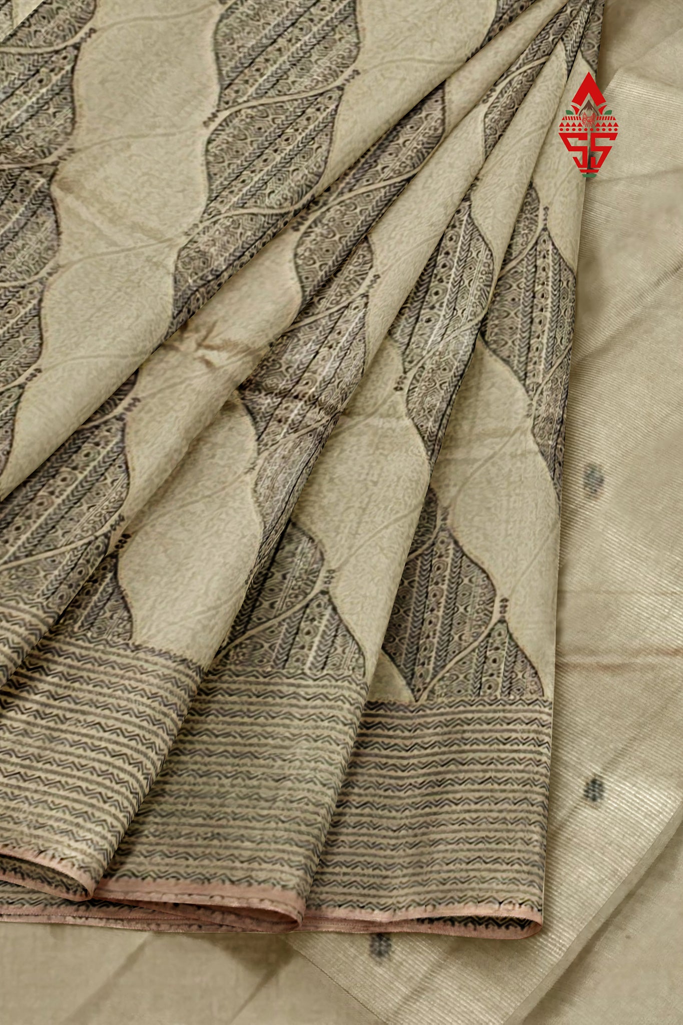 Sandal Yellow Fancy Saree With Grey Border
