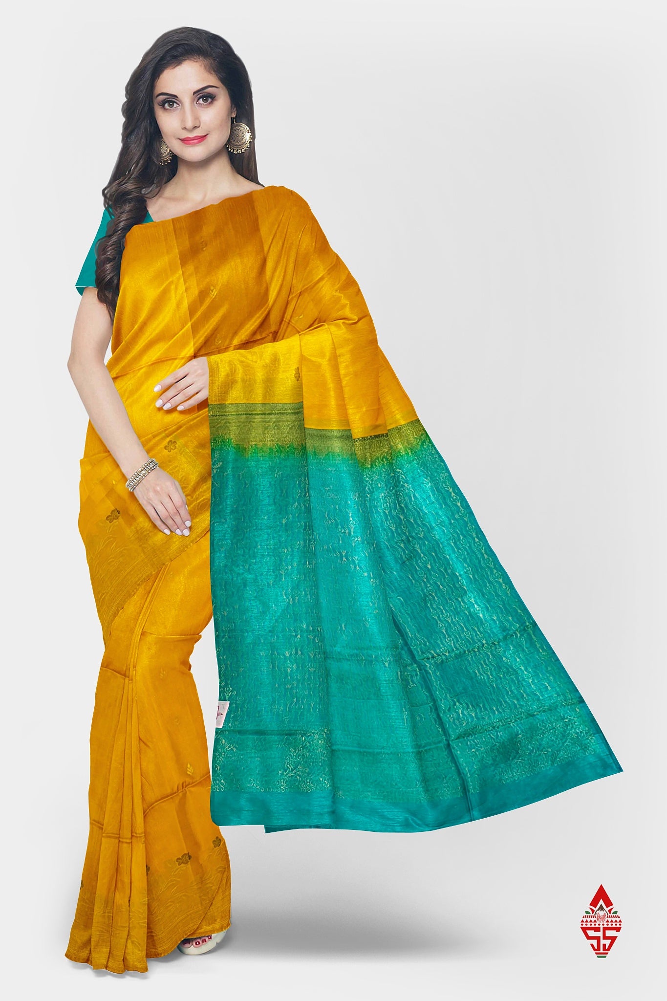 Yellow Fancy Pure Soft Silk Saree With Sapphire Blue Blouse