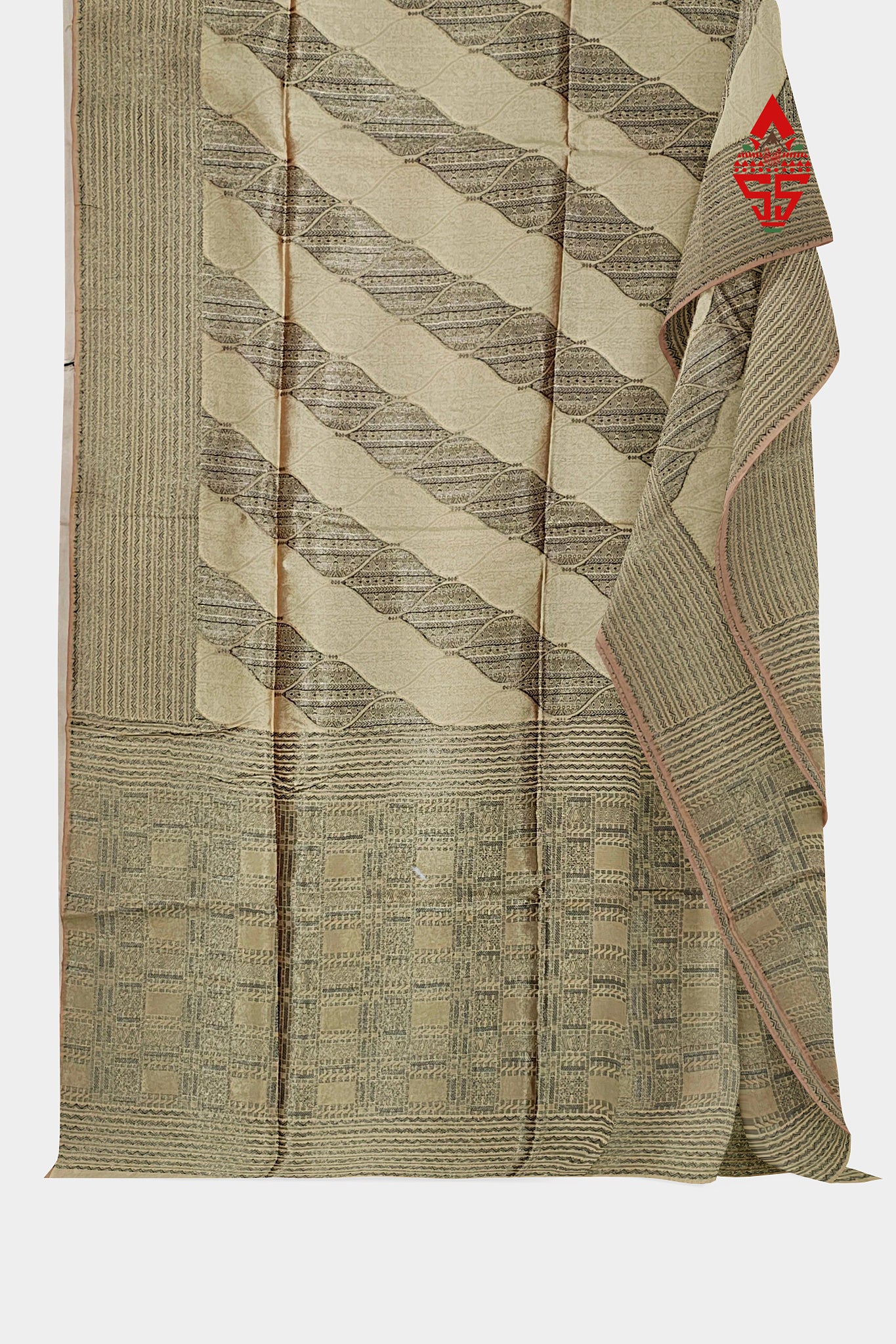 Sandal Yellow Fancy Saree With Grey Border