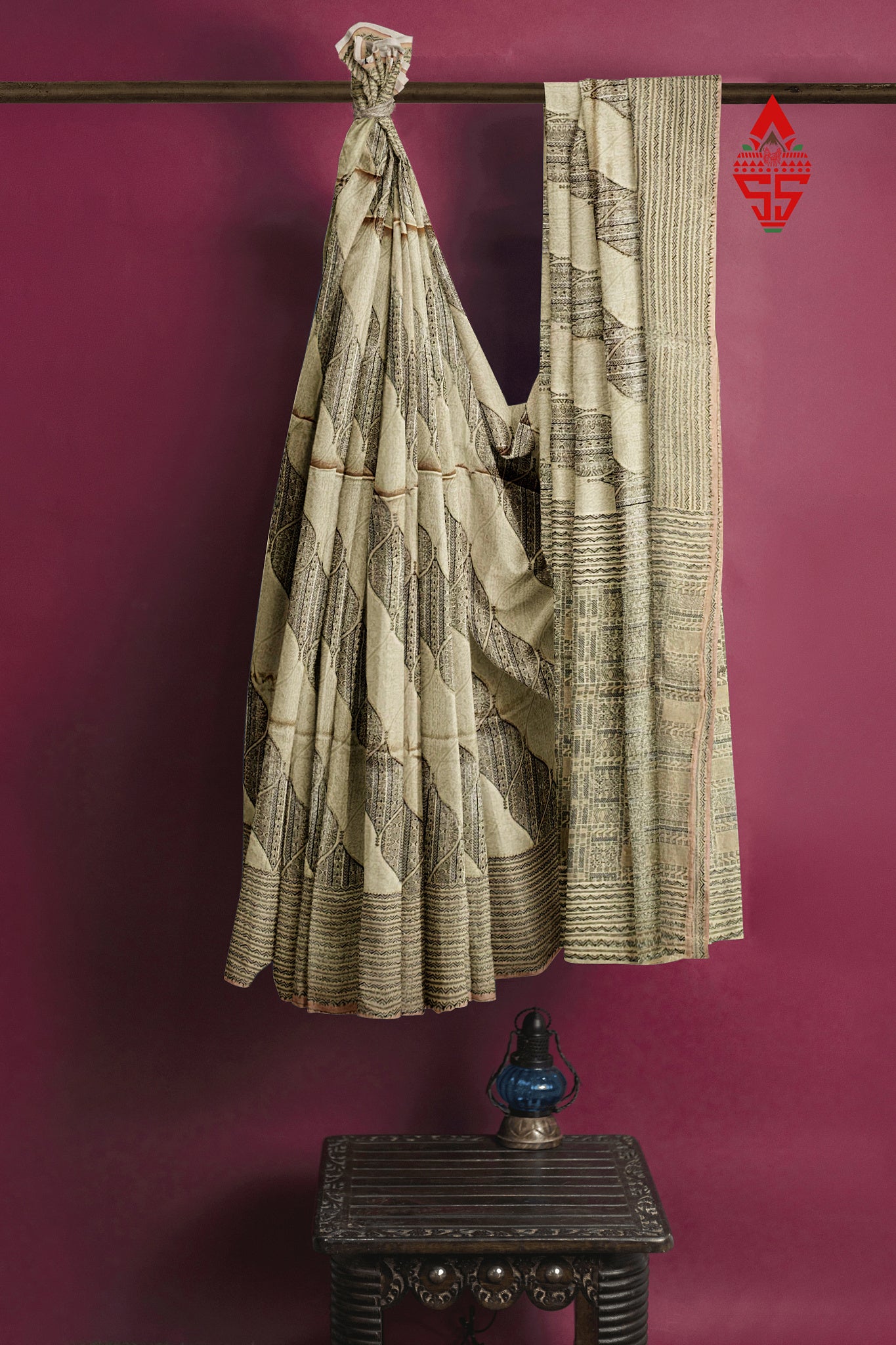 Sandal Yellow Fancy Saree With Grey Border
