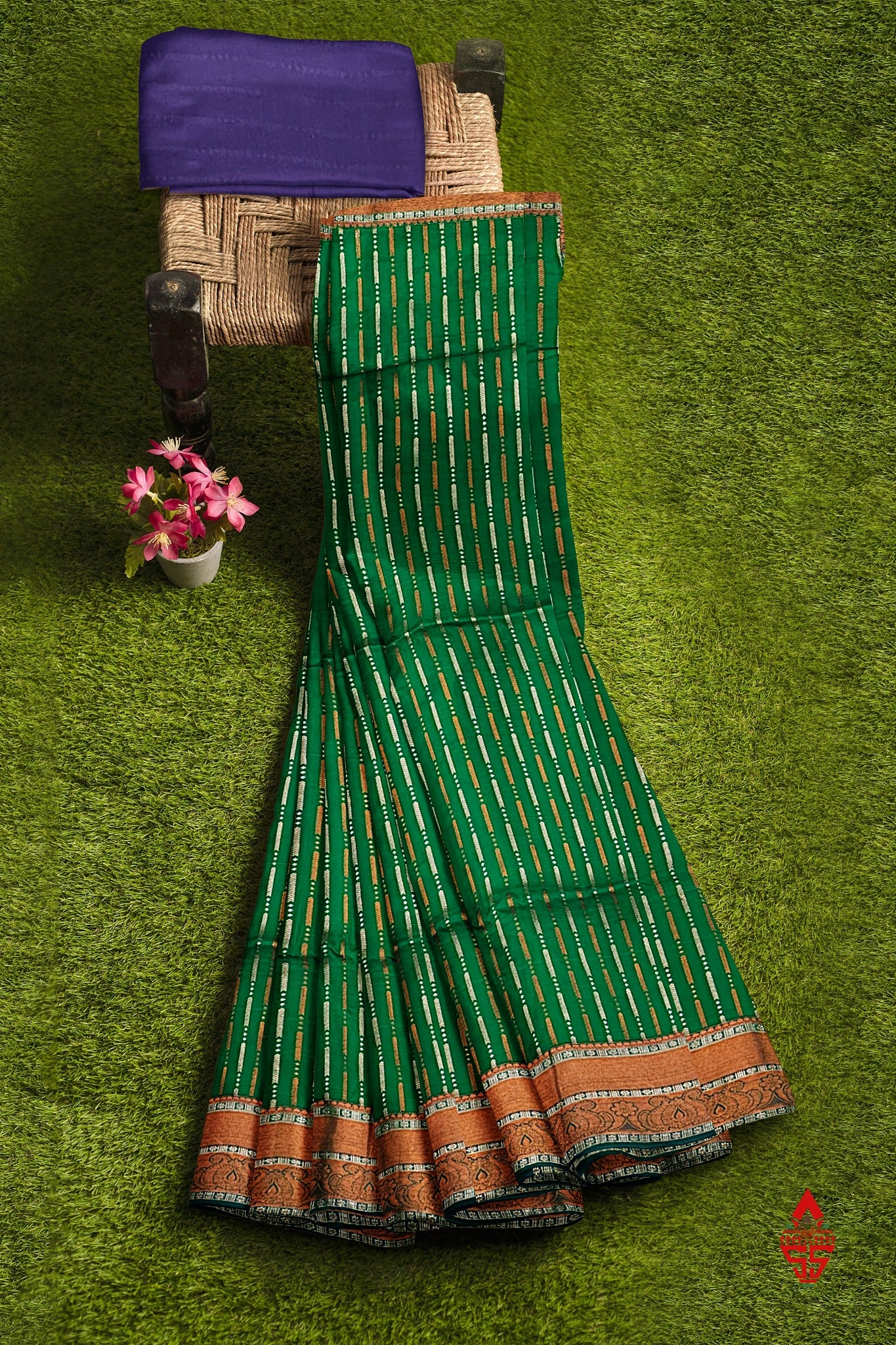 Green Semi Soft Silk Saree With Baby Violet Blouse