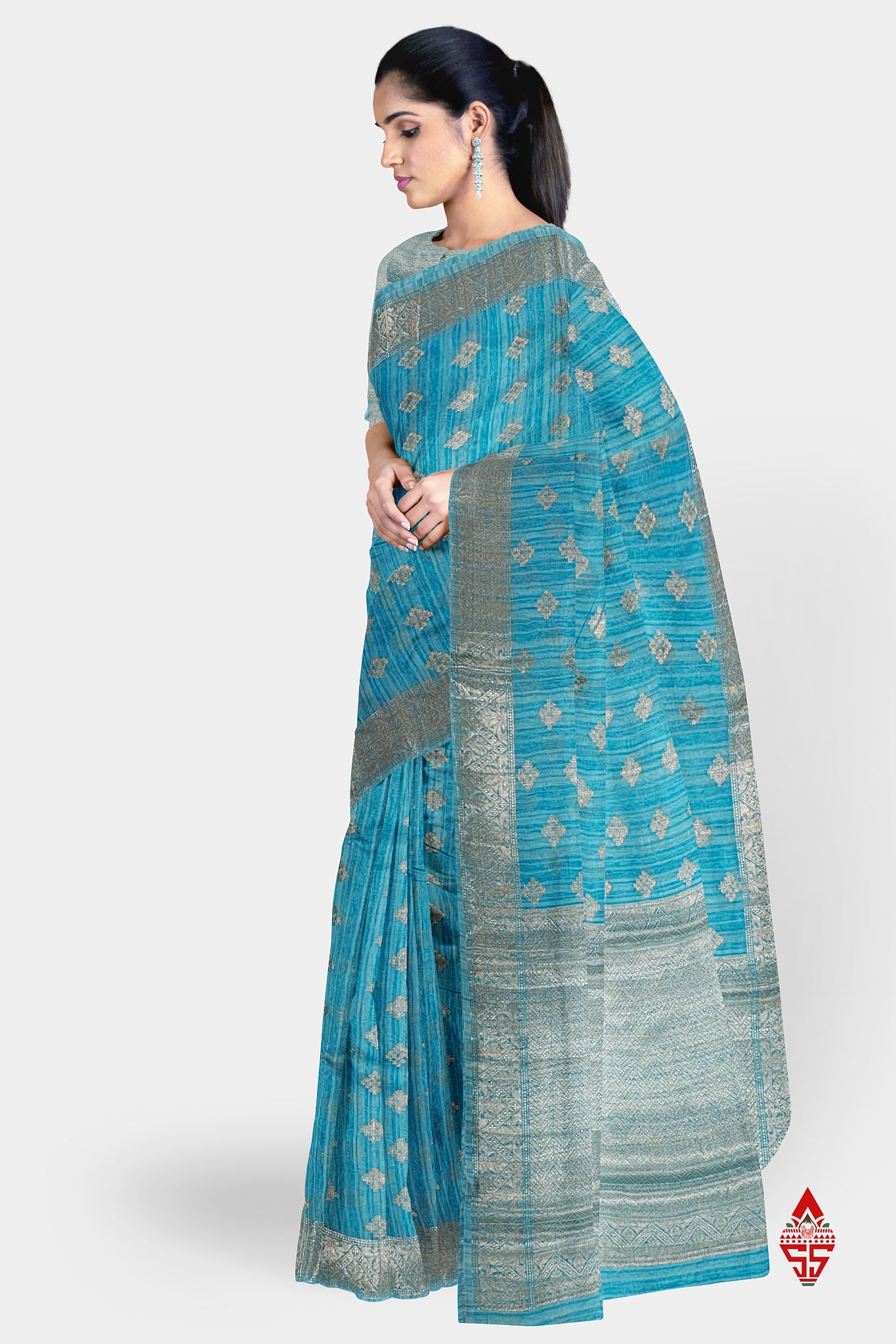 Ramar Blue Beautiful Fancy Saree With Blouse