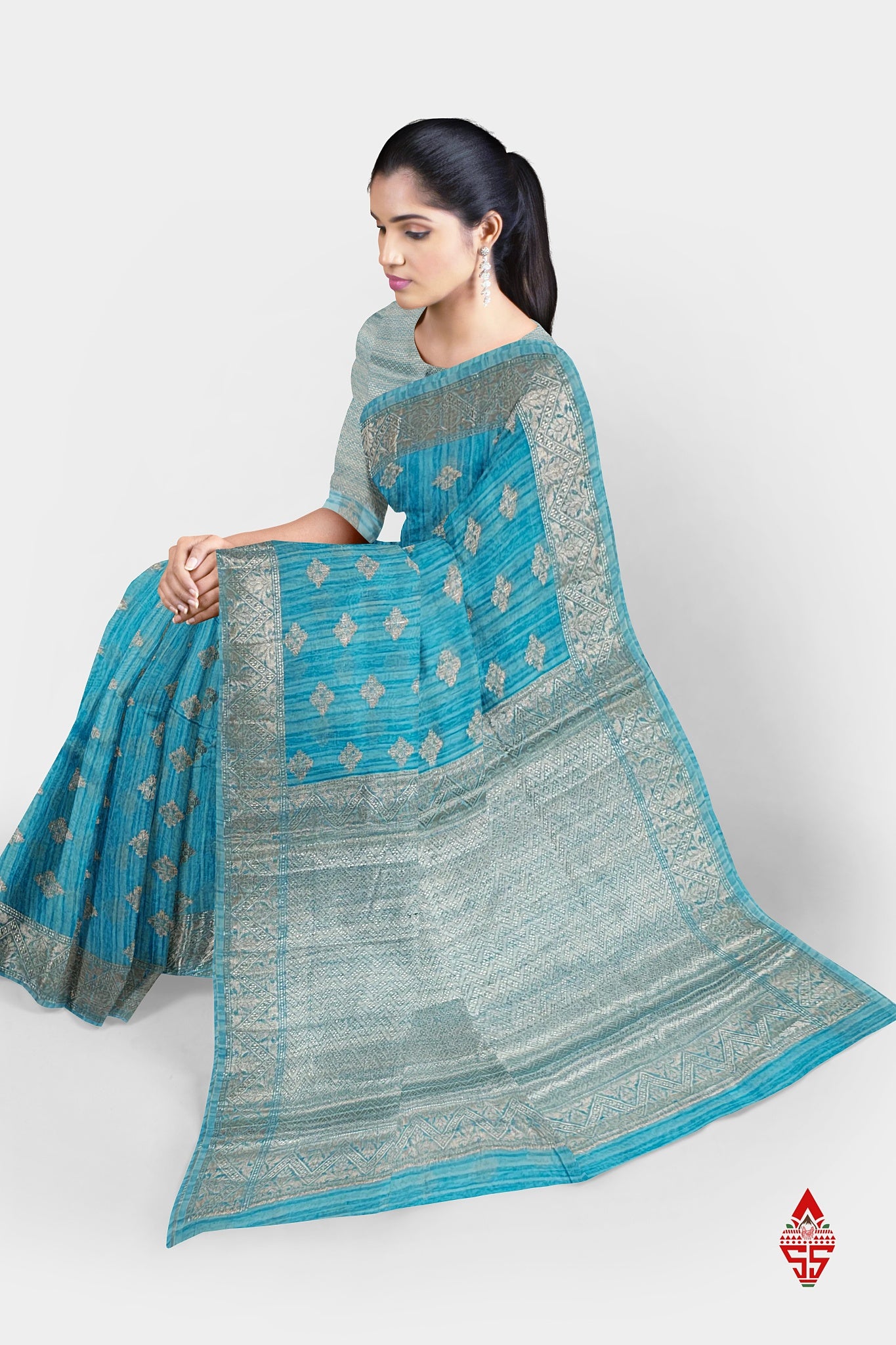 Ramar Blue Beautiful Fancy Saree With Blouse