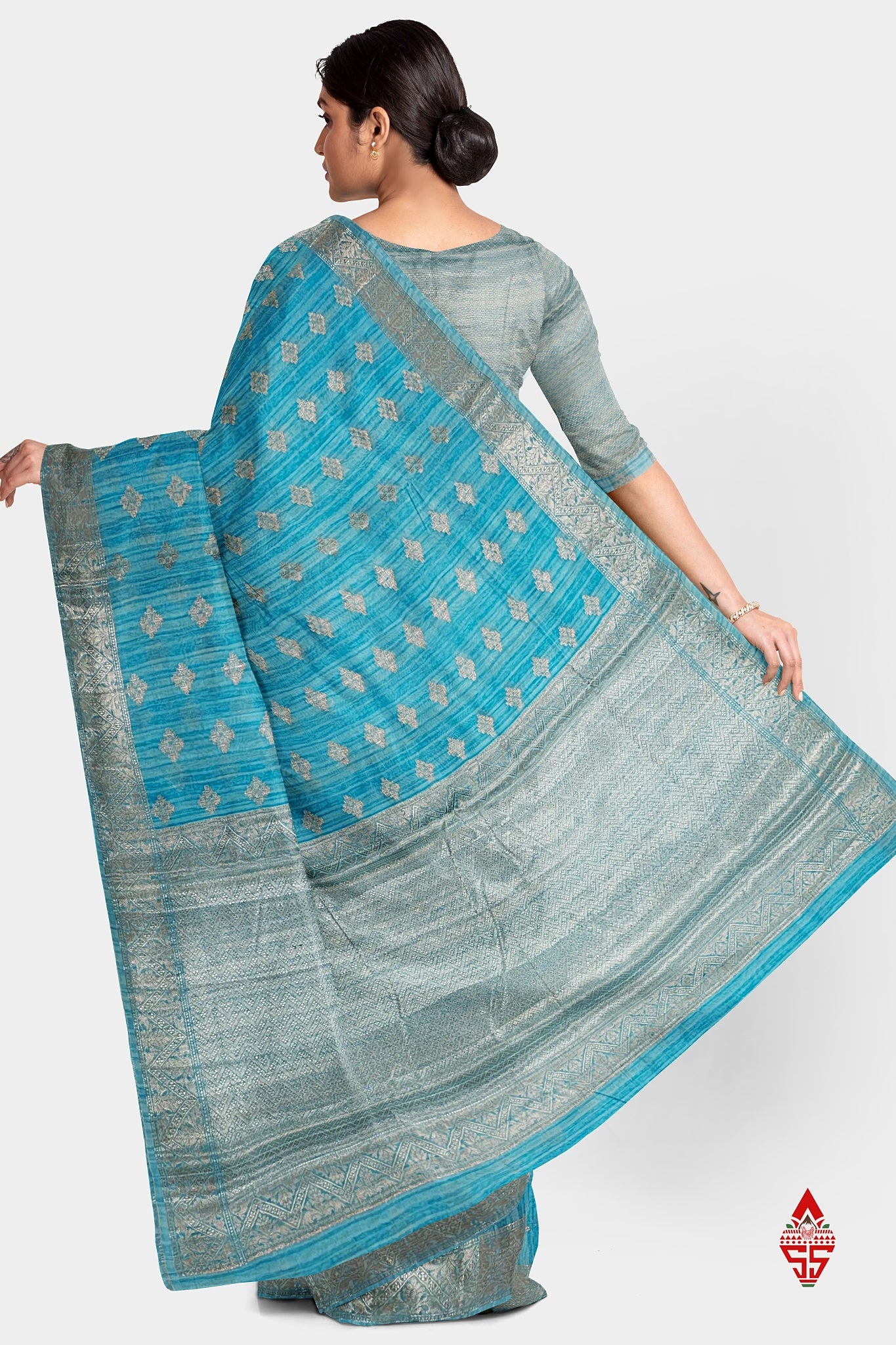 Ramar Blue Beautiful Fancy Saree With Blouse