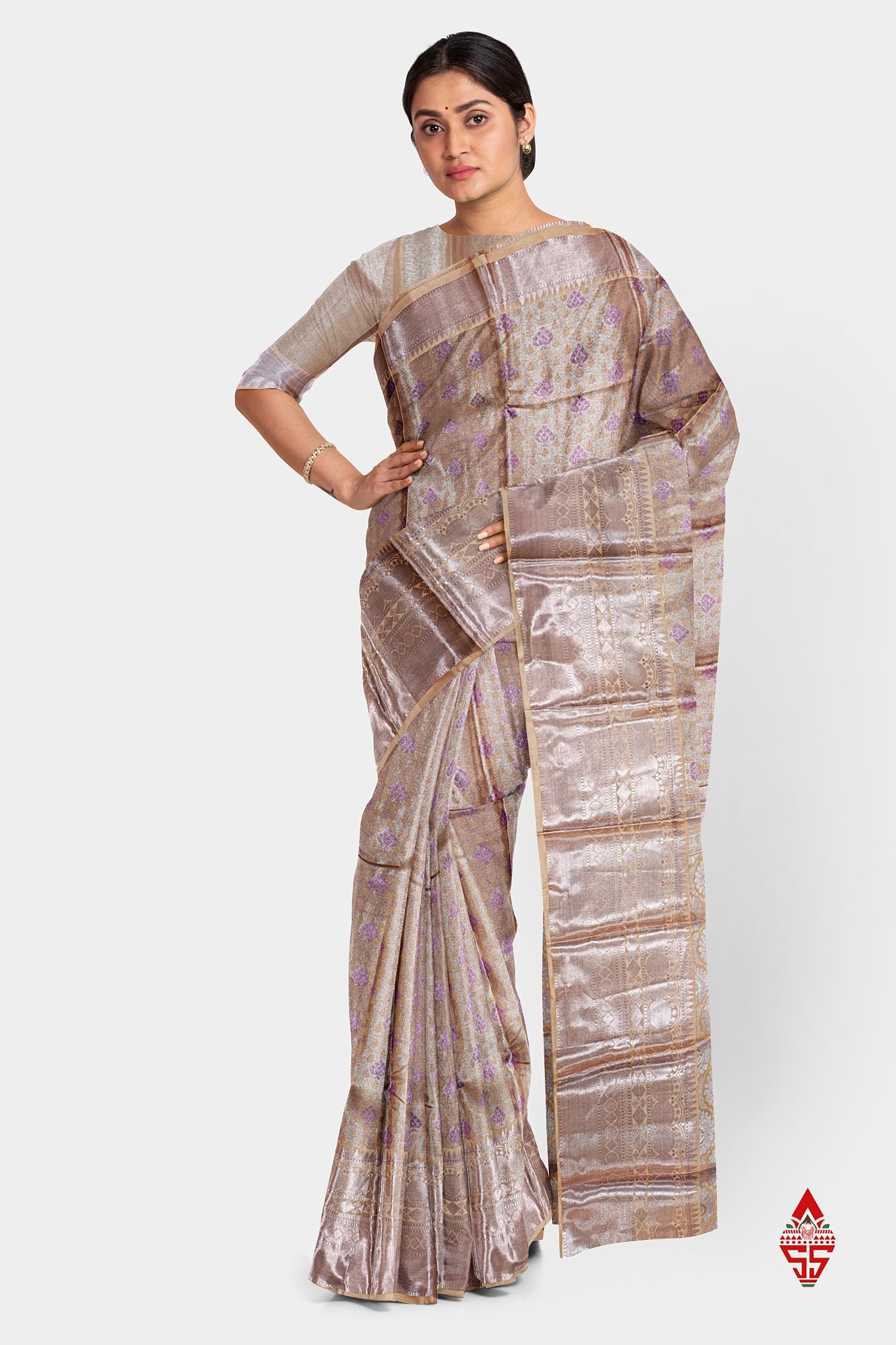 Light Peach Semi Soft Silk Saree With Blouse