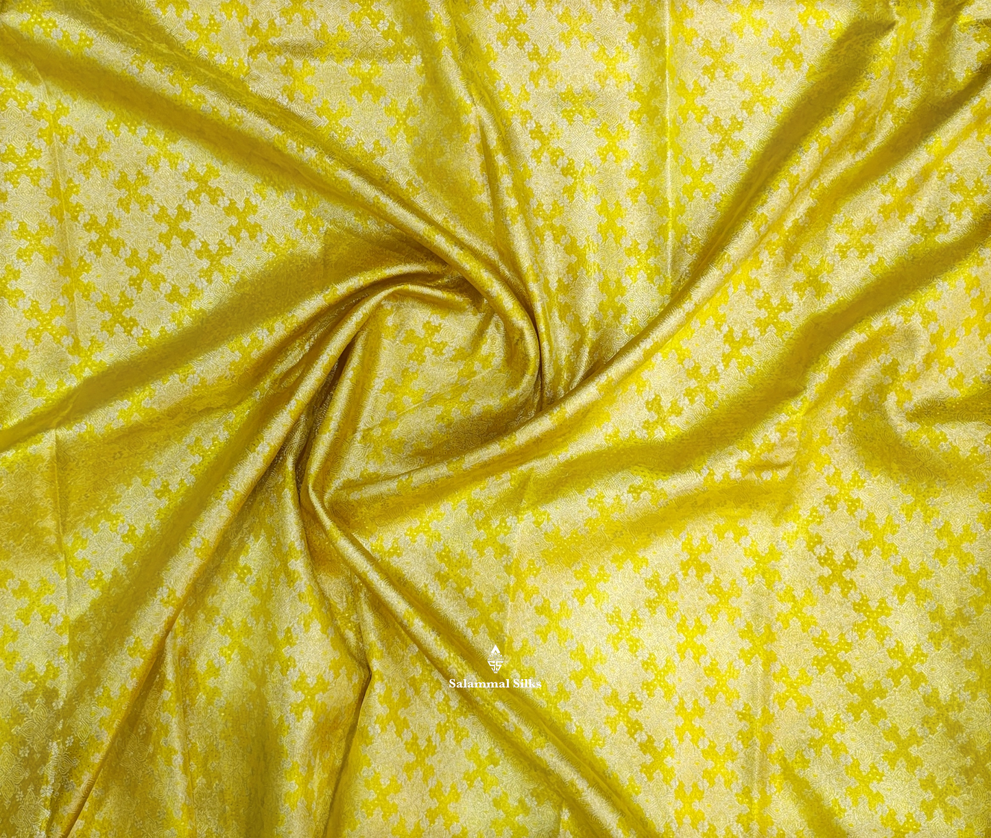 Lemon Yellow Bridal Tissue Puremix Silk Saree With Parrot Green Border