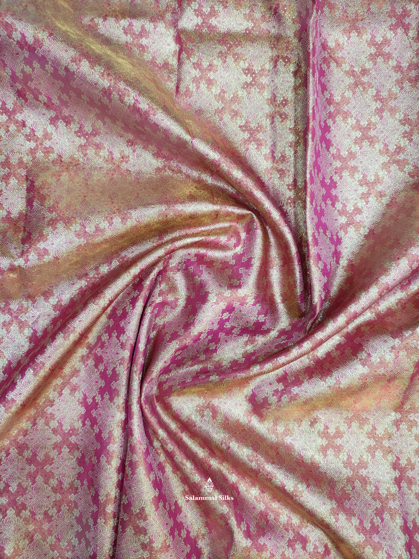 Pink Sade Bridal Tissue Puremix Silk Saree With Violet Border