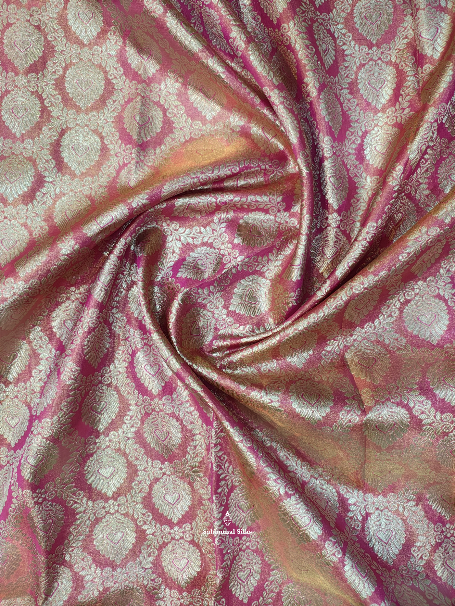 Pink Tissue Bridal Puremix Silk Saree With Blouse