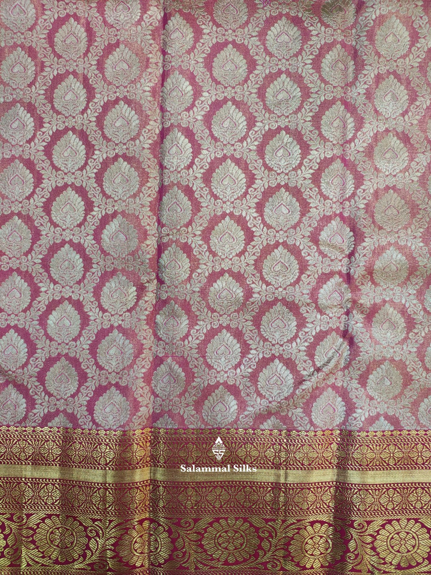 Pink Tissue Bridal Puremix Silk Saree With Blouse