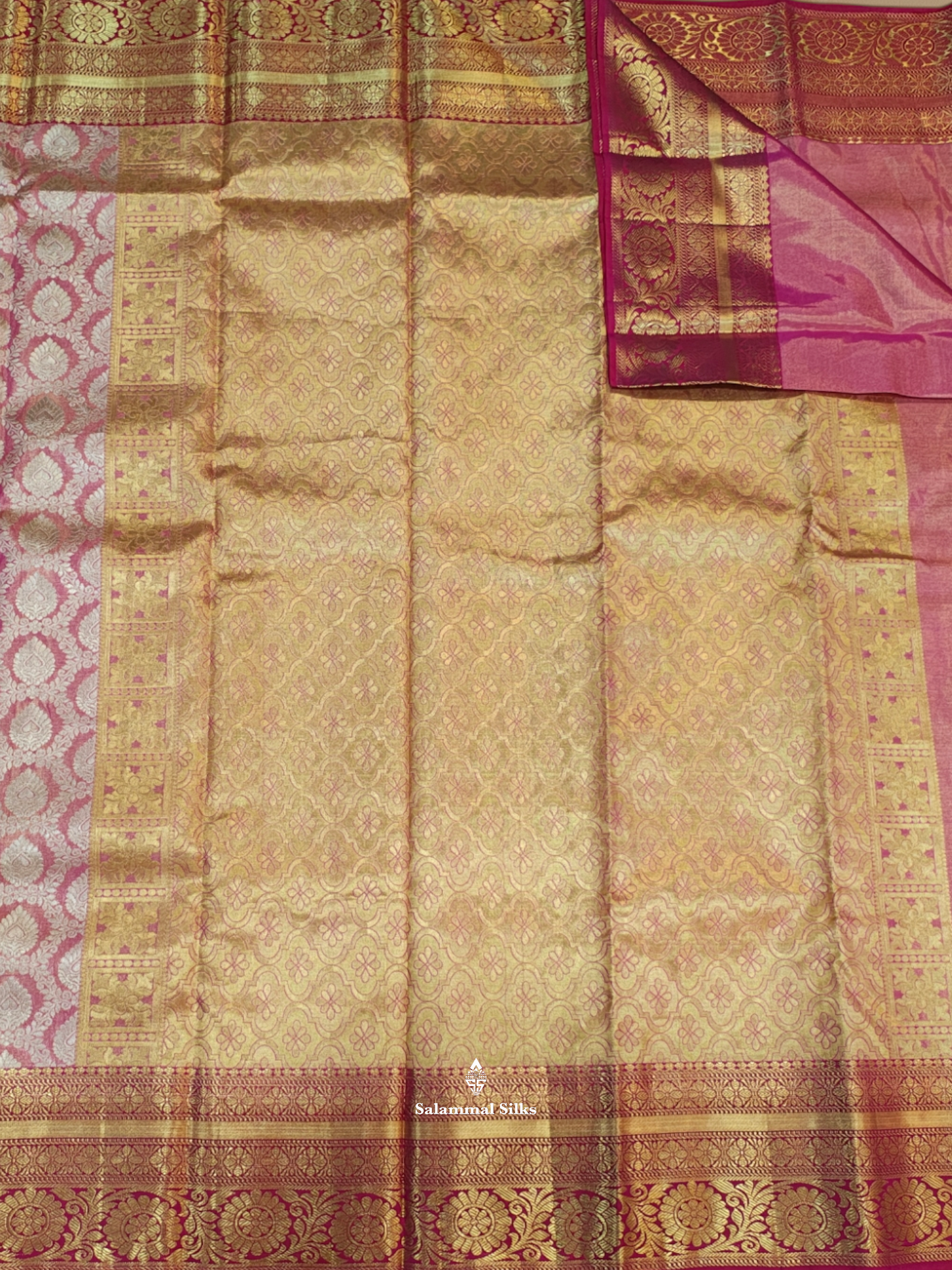 Pink Tissue Bridal Puremix Silk Saree With Blouse
