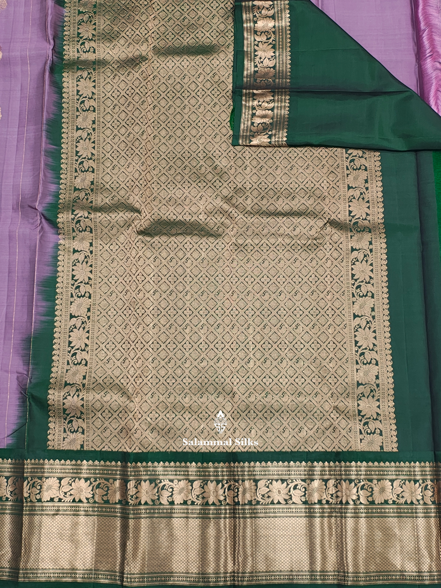 Kanjivaram Lavender Fancy Pure Silk Saree With Green Border