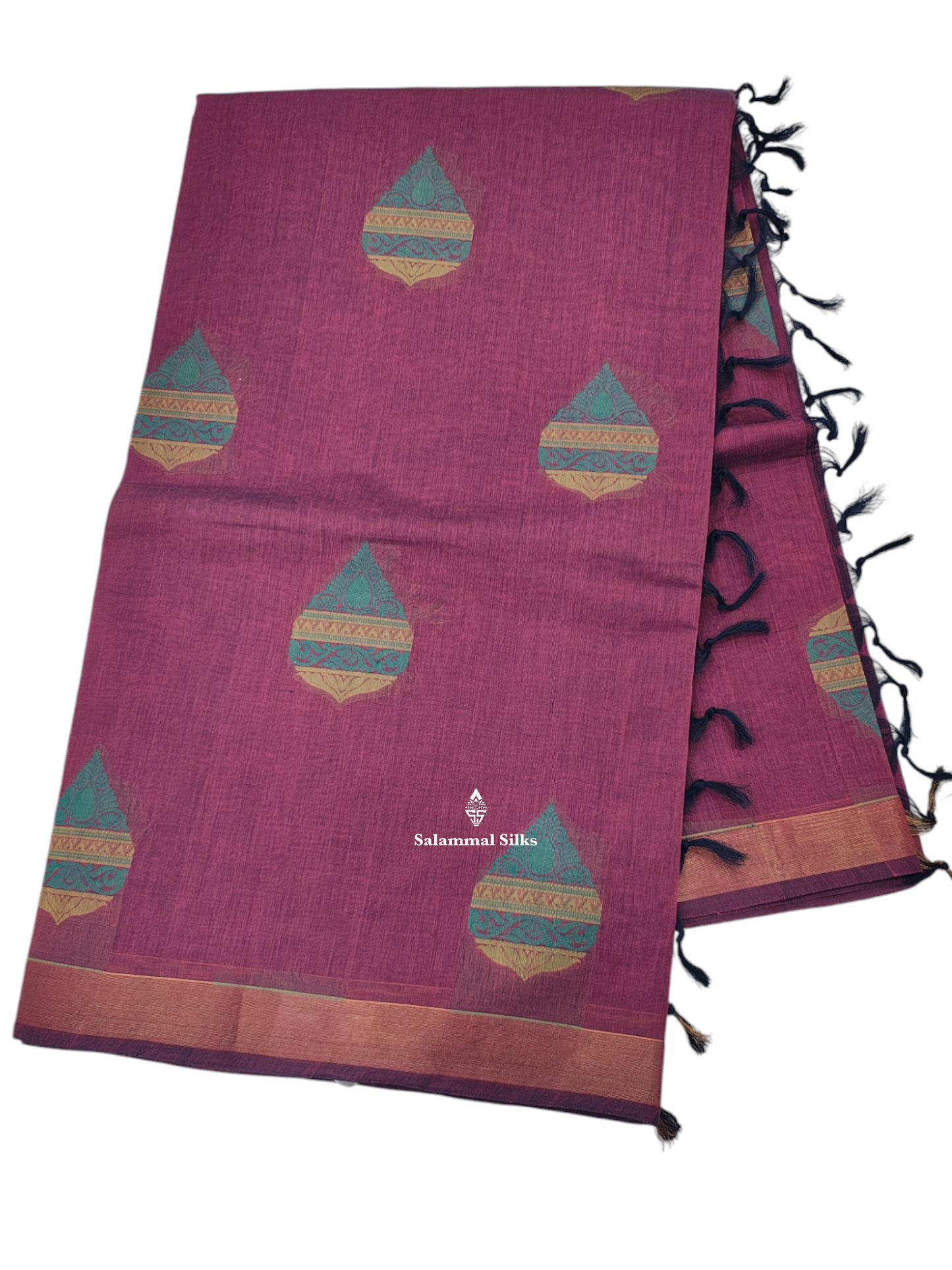 Magenta Beautiful Pure Cotton Saree With Blouse