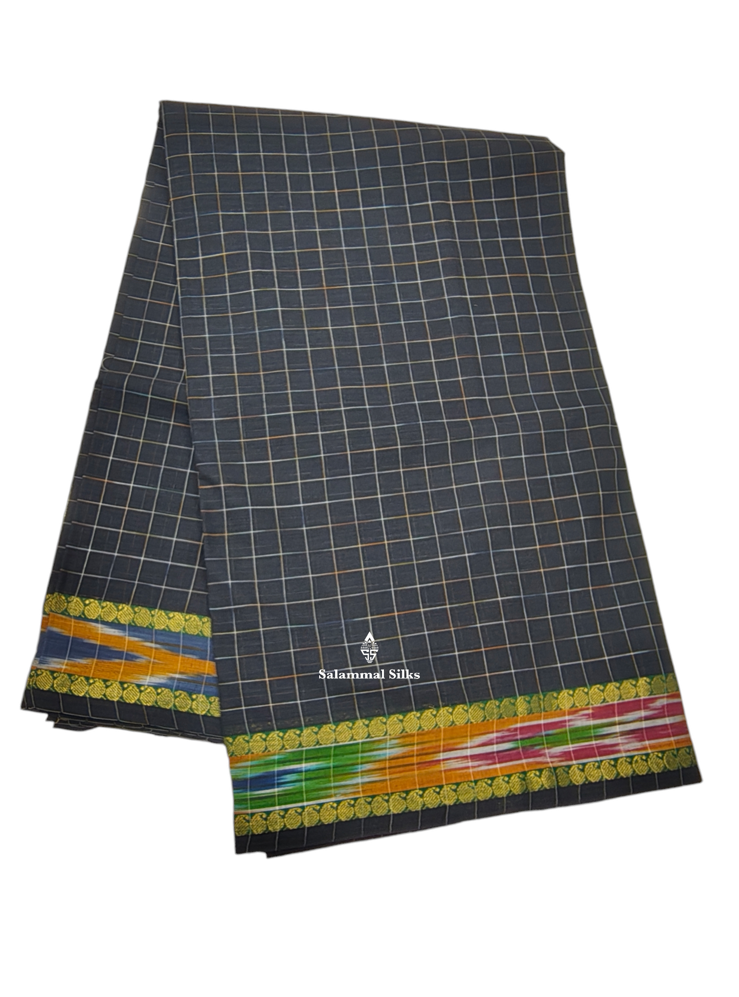 Black Checks Beautiful Pure Cotton Saree With Blouse