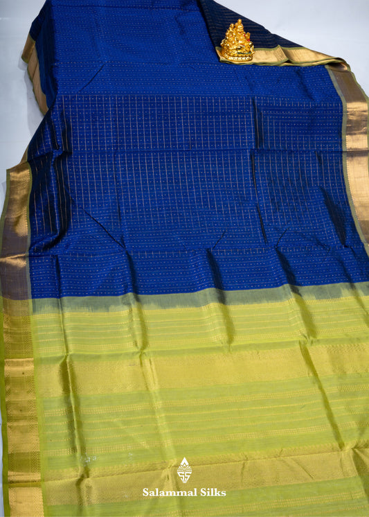 Blue Lakshadeepam With Fluorescent Green Border