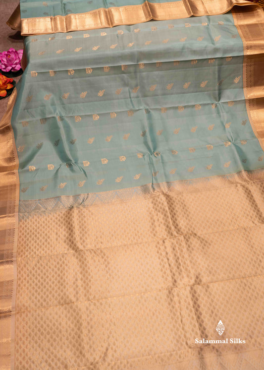 Light Green Colour Pure Kanjivaram Silk Saree With Sandal Border