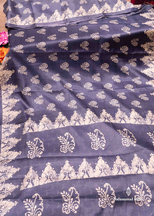 Blue Colour Fancy Semi Tussar Saree With Blouse