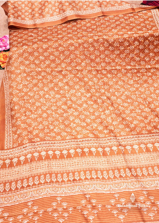 Brown Colour Fancy Semi Tussar Saree With Blouse