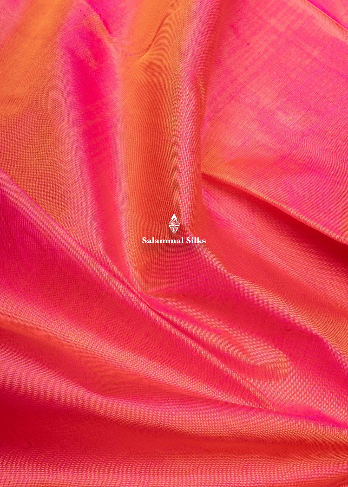 Kanjivaram Pinkish Orange Pure Silk Saree With Gold Zari Temple Border